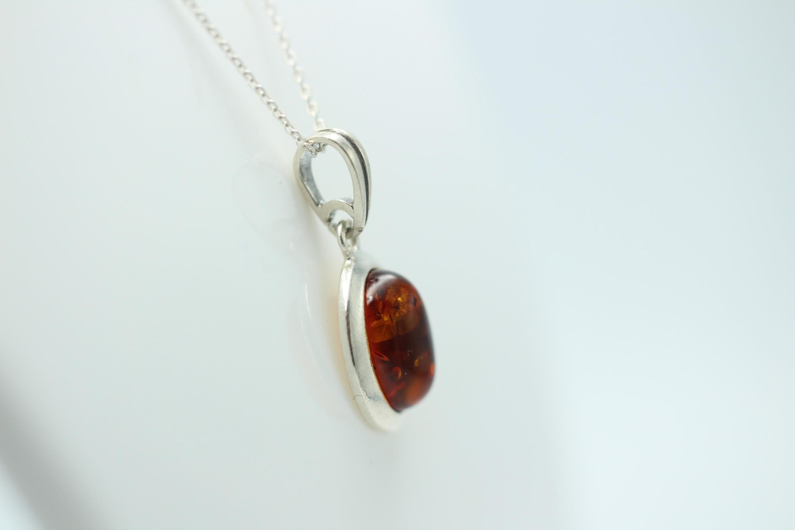 Bernstein Design Anhänger 925 Silber Collier Kette Bernsteinanhänger Top