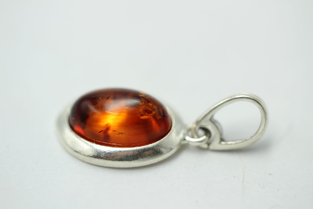 Bernstein Design Anhänger 925 Silber Collier Kette Bernsteinanhänger Top