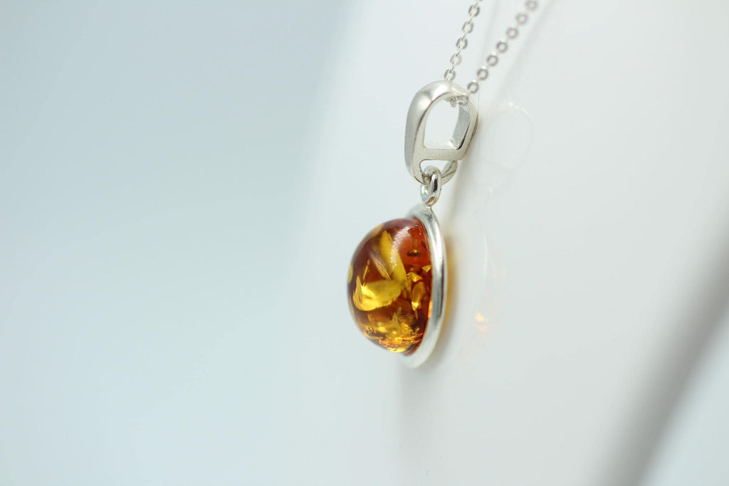 Bernstein Anhänger 925 Sterling Silber brauner Bernstein Collier Kette Top Edel
