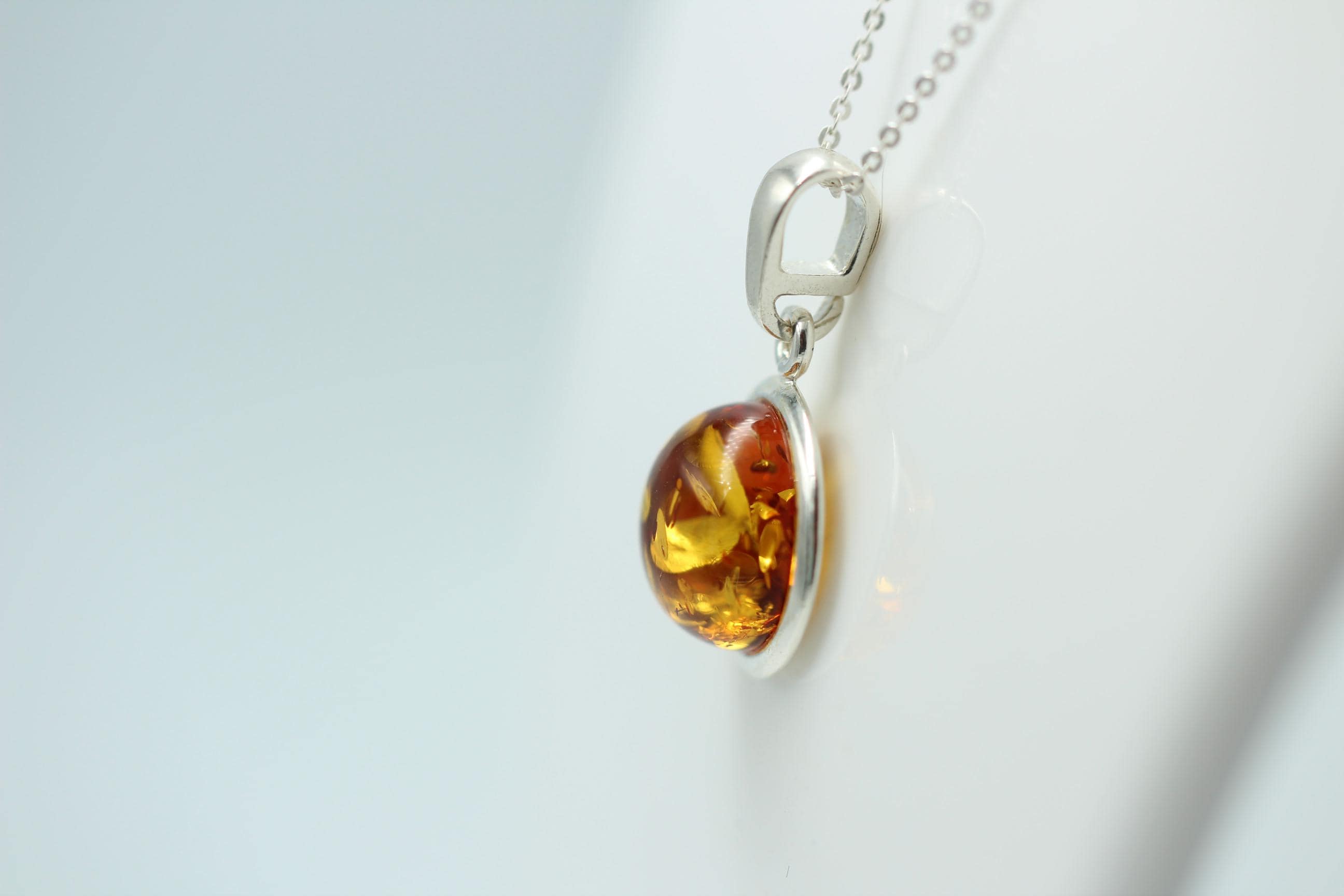 Bernstein Anhänger 925 Sterling Silber brauner Bernstein Collier Kette Top Edel