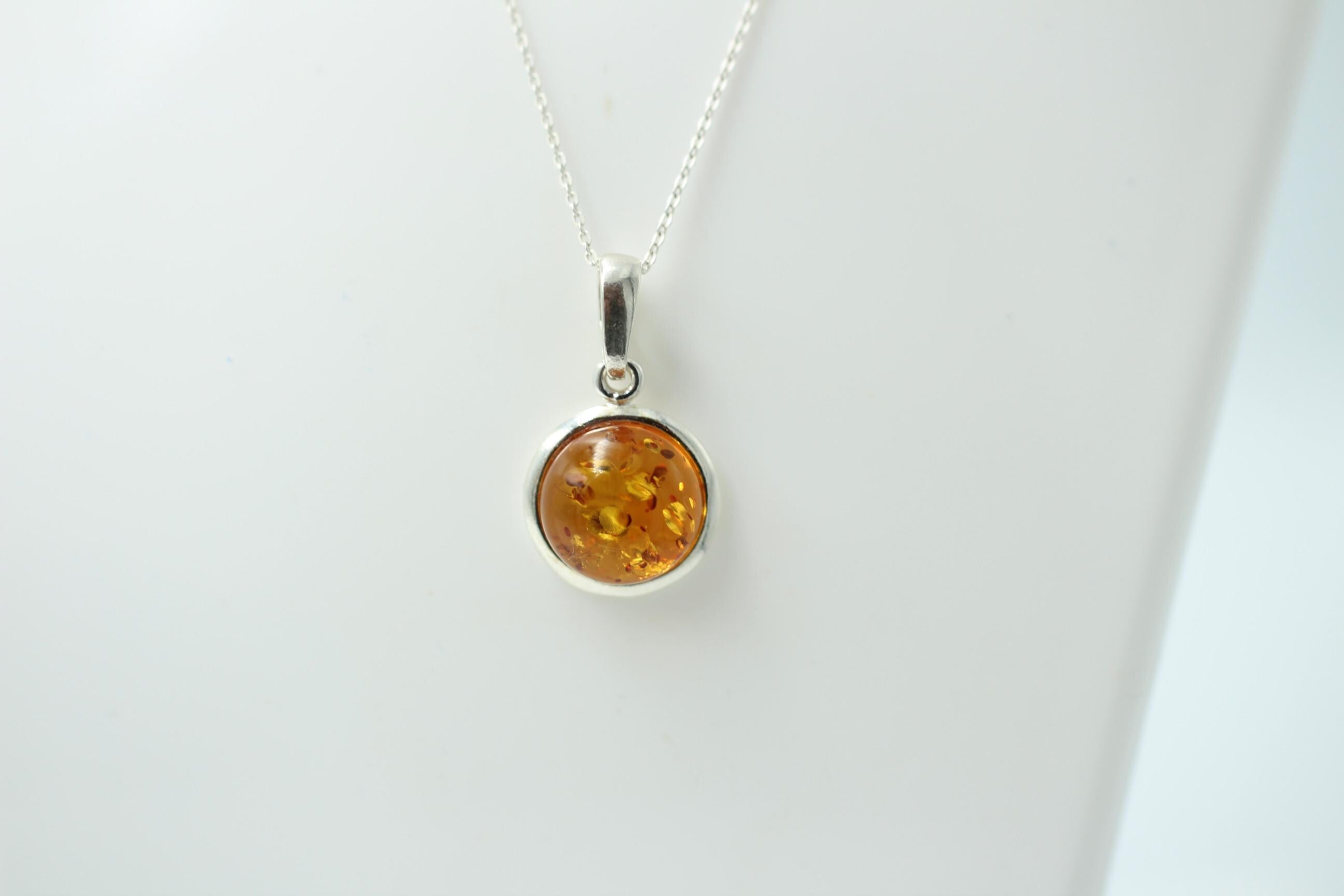 Bernstein Anhänger 925 Sterling Silber brauner Bernstein Collier Kette Top Edel