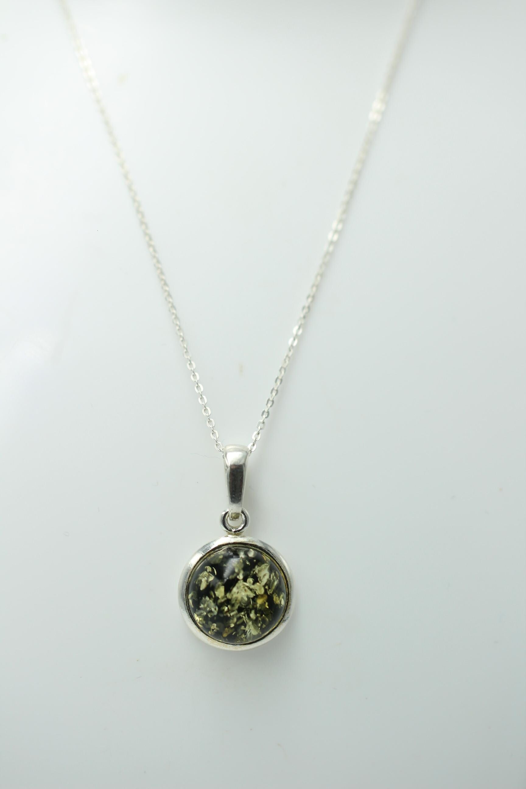 Berstein Anhänger 925 Sterling Silber grüner Bernstein  Top Edel