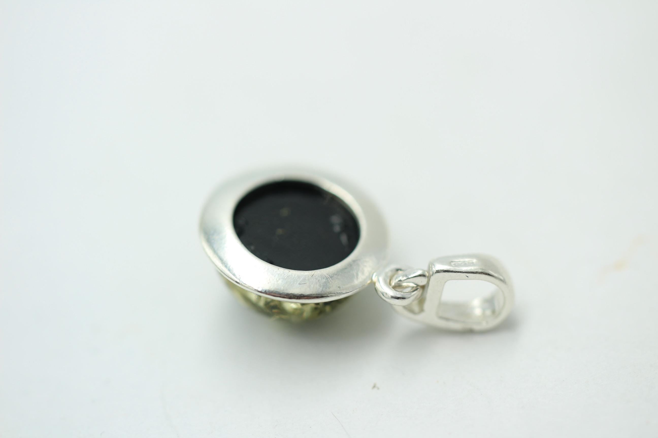 Berstein Anhänger 925 Sterling Silber grüner Bernstein  Top Edel