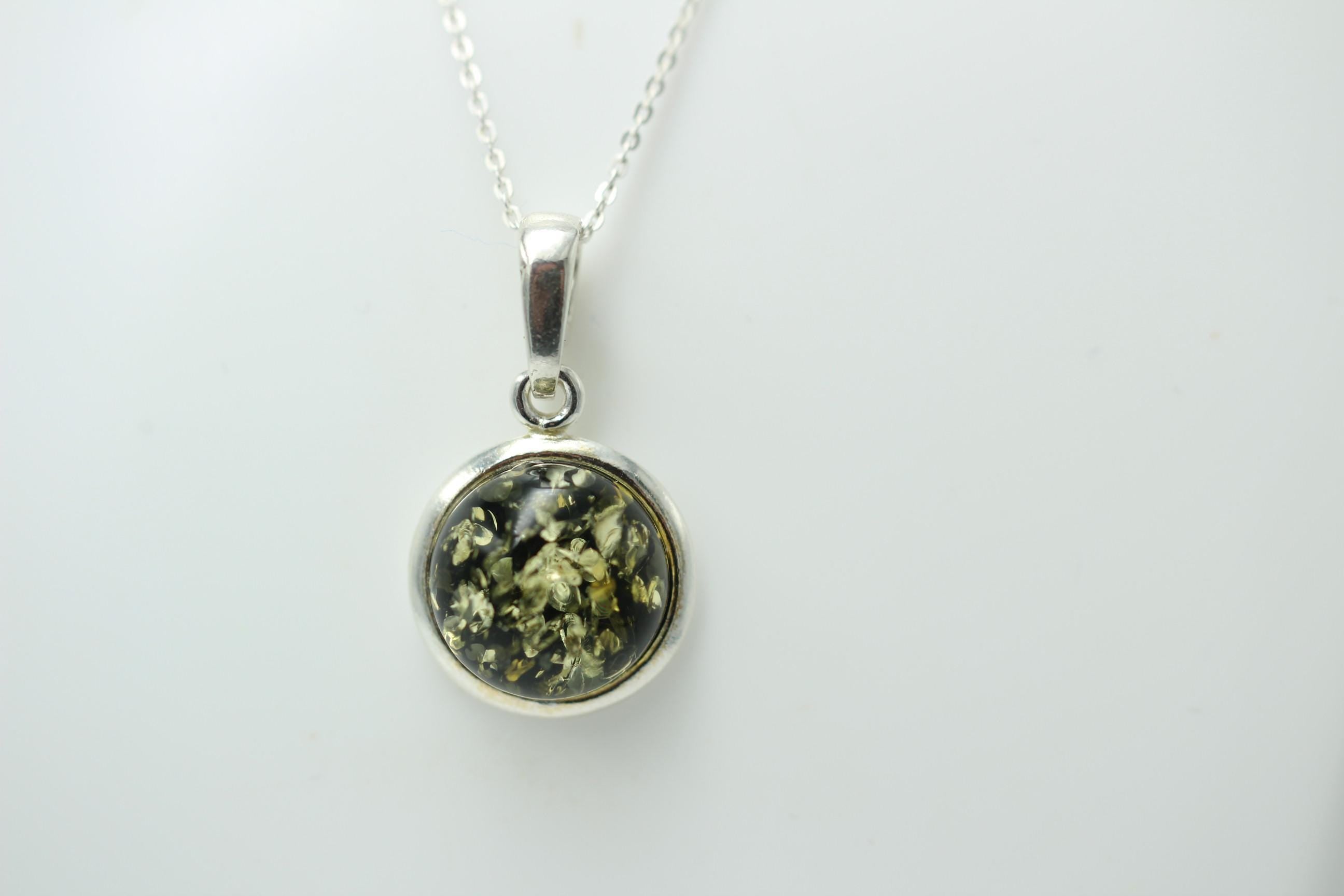 Berstein Anhänger 925 Sterling Silber grüner Bernstein  Top Edel
