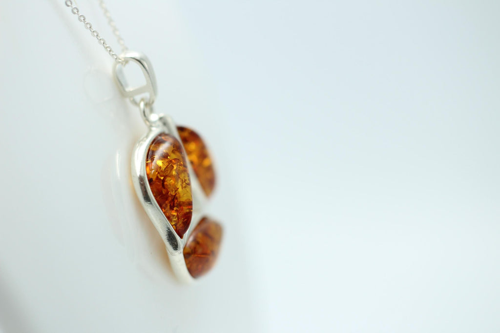 Design Bernstein Anhänger Silber Collier Kette Bernsteinanhänger Top Edel