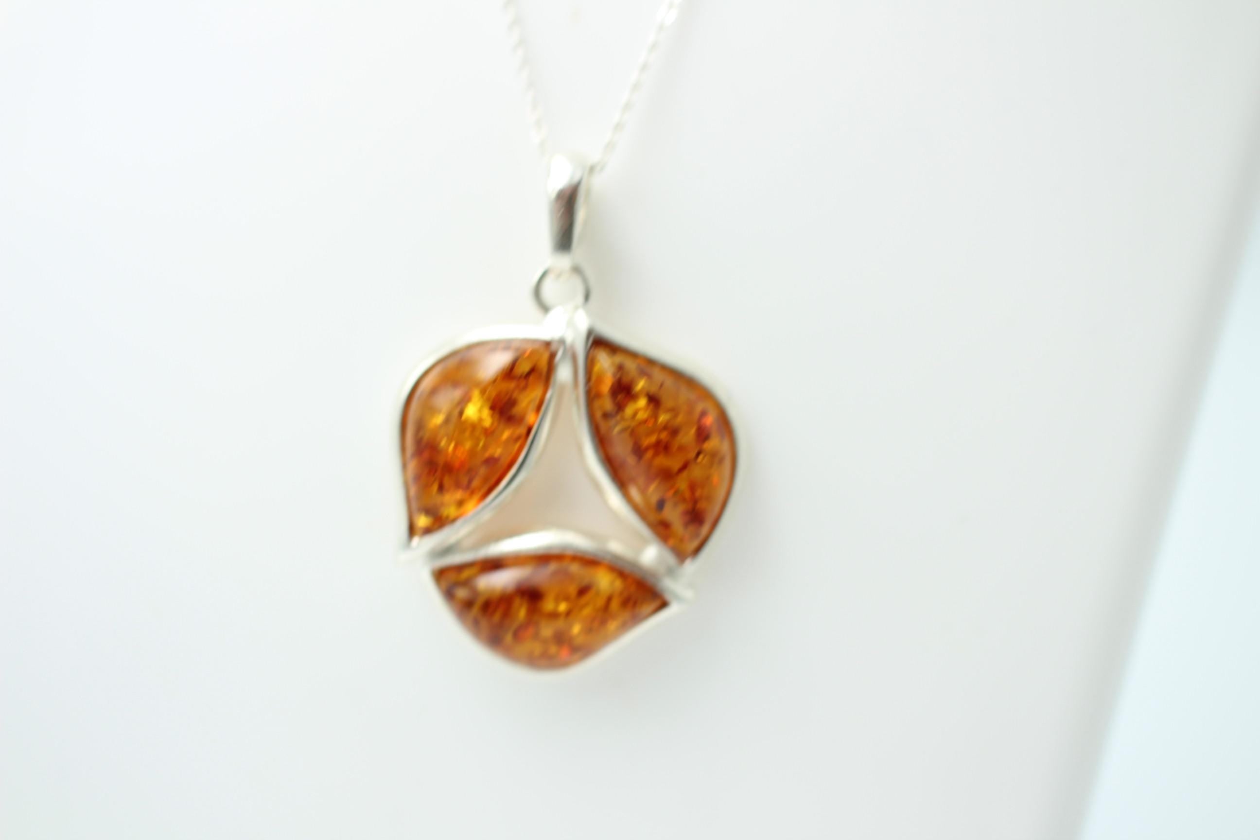 Design Bernstein Anhänger Silber Collier Kette Bernsteinanhänger Top Edel