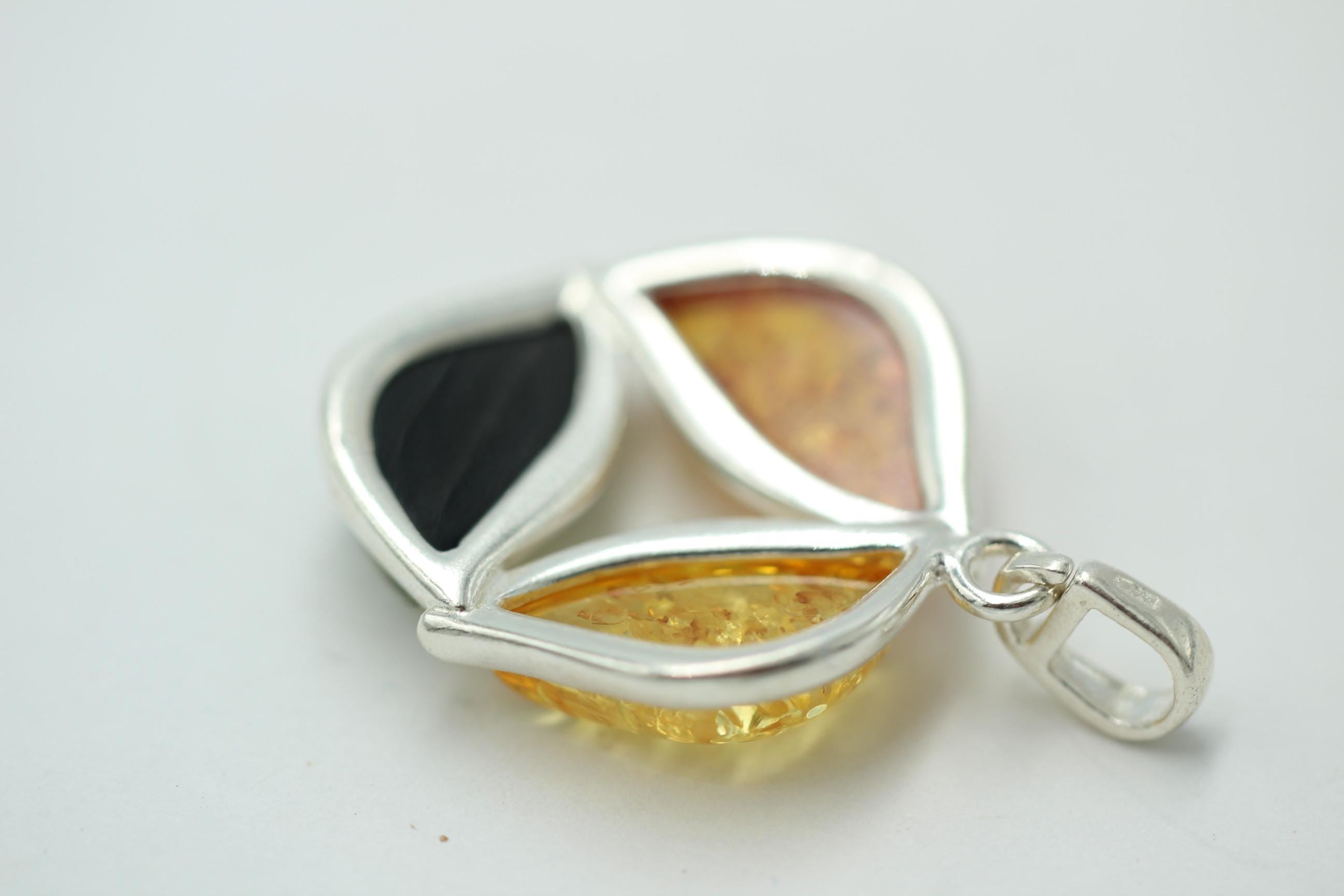 Design Bernstein Anhänger Silber Collier Kette Bernsteinanhänger Top Edel
