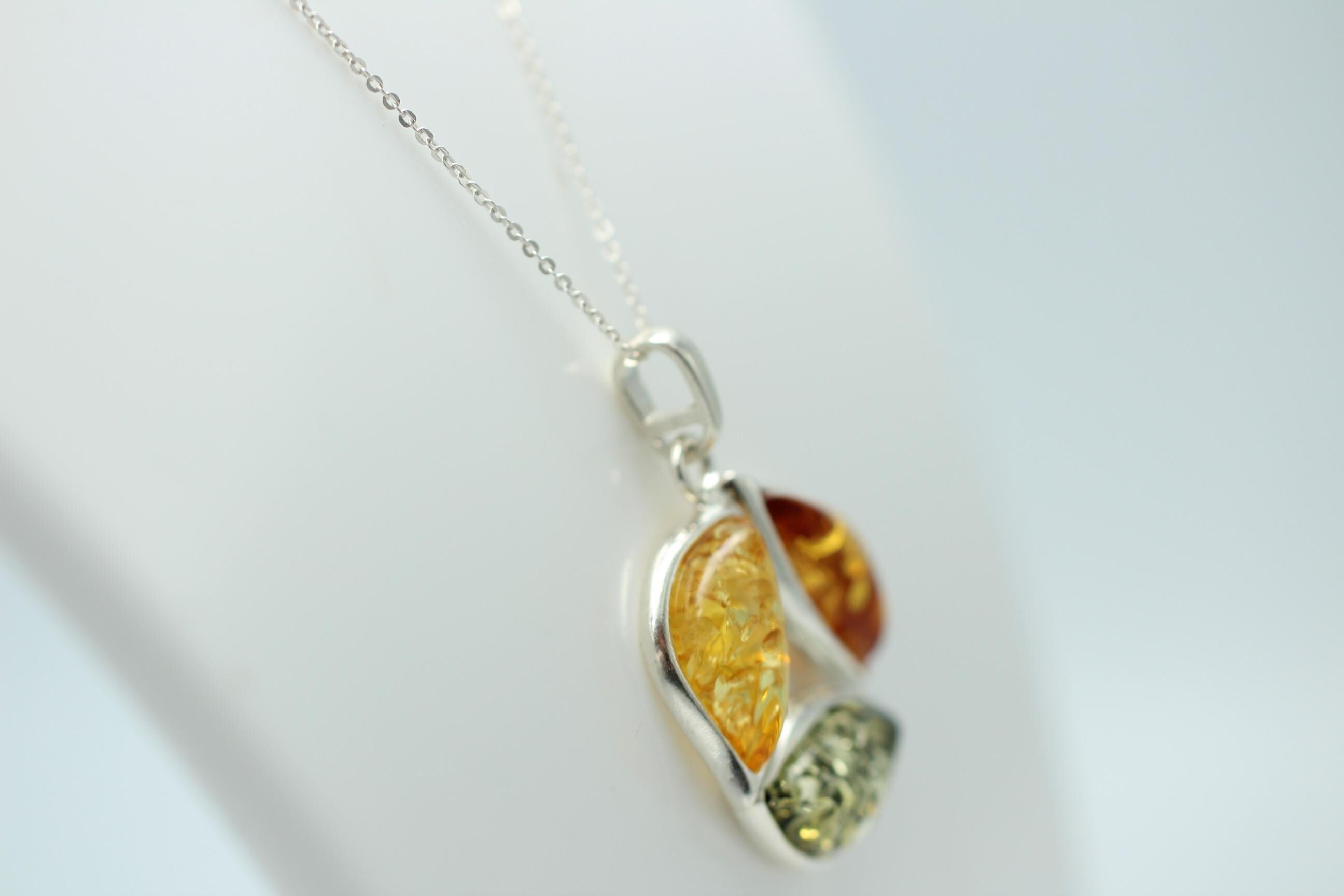 Design Bernstein Anhänger Silber Collier Kette Bernsteinanhänger Top Edel