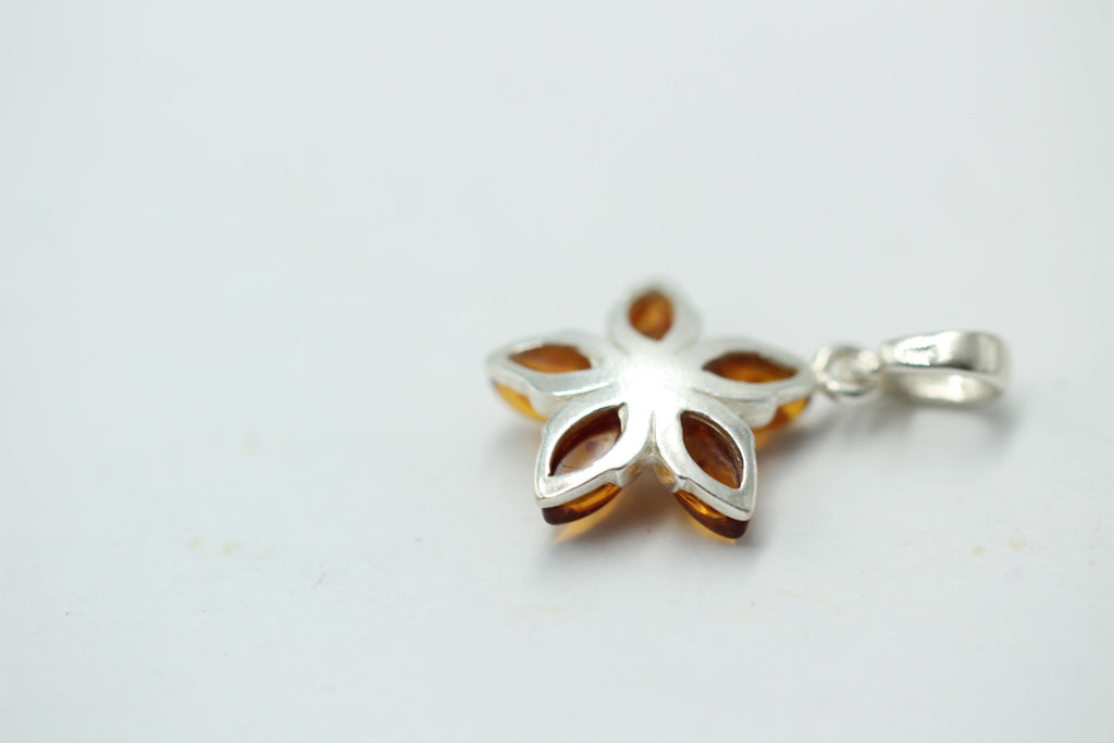 Edler Bernstein Blumen Anhänger 925 Silber Collier Kette BGernstein aus Letland