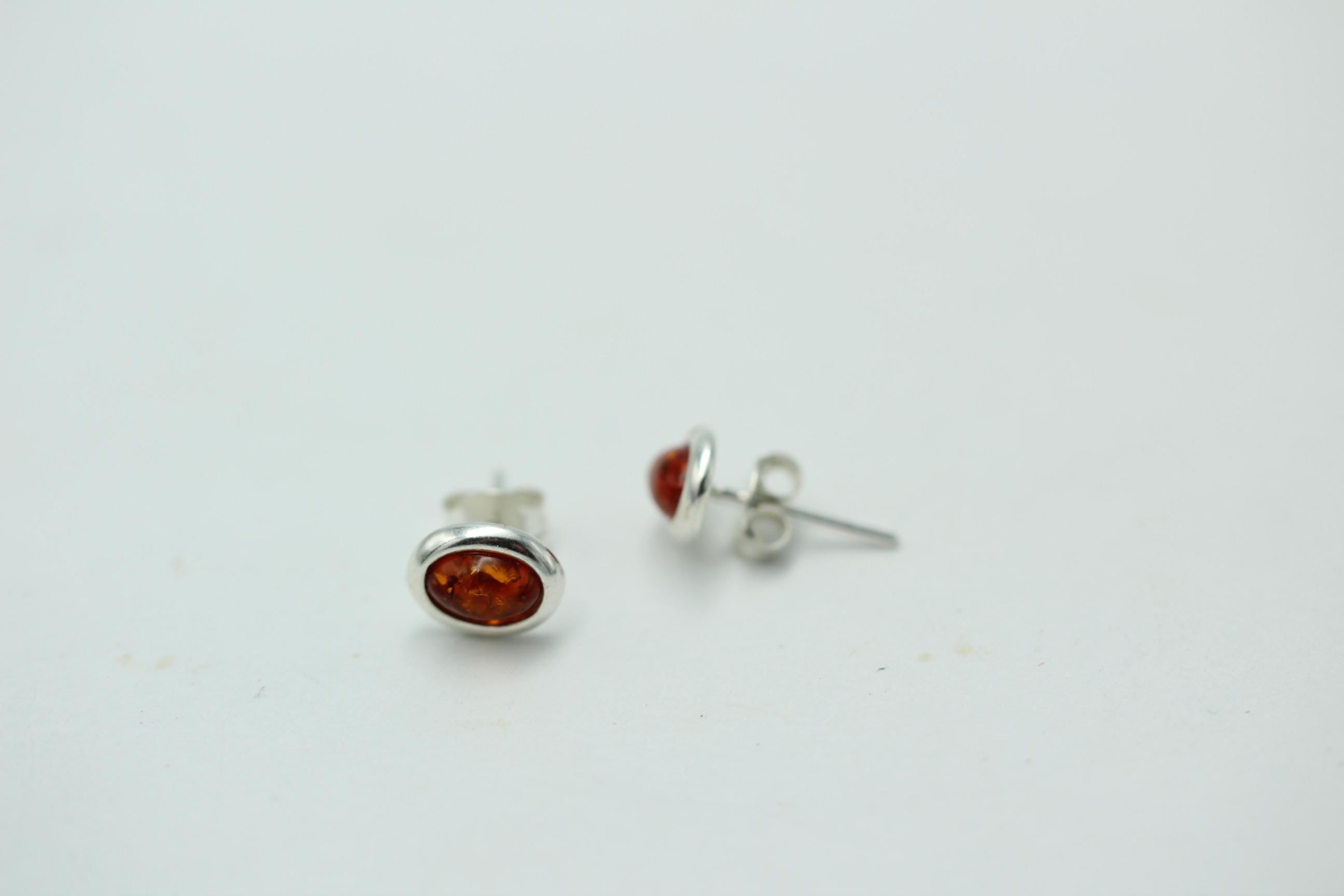 Edler brauner Bernstein Ohrstecker 925 Silber Ohrschmuck Bernstein aus Letland