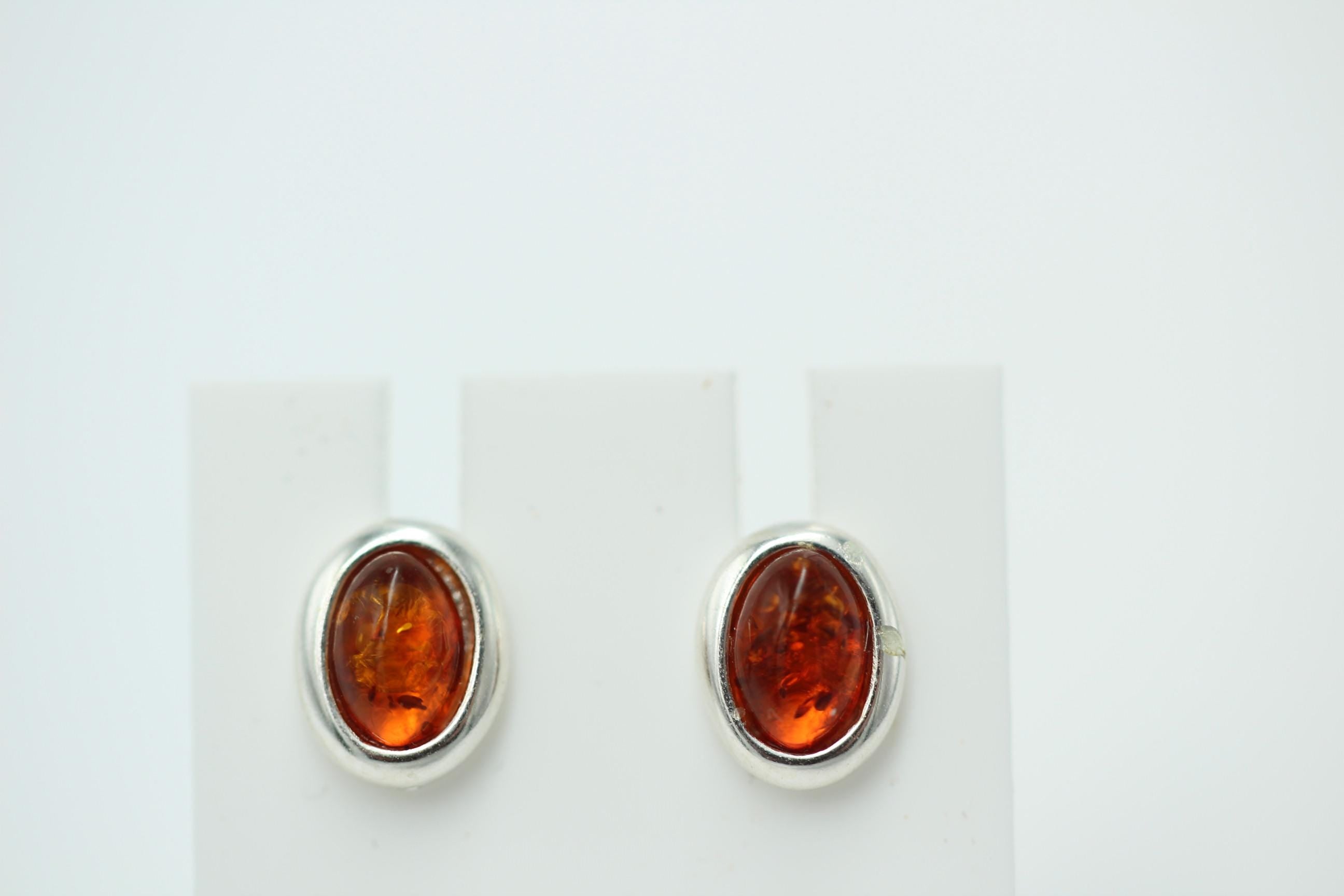 Edler brauner Bernstein Ohrstecker 925 Silber Ohrschmuck Bernstein aus Letland