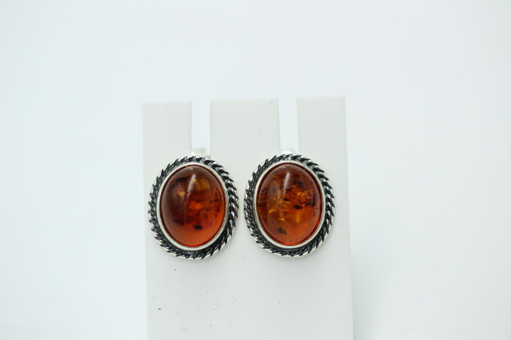 Edle braune Bernstein Ohrstecker 925 Silber Ohrschmuck Bernstein Letland