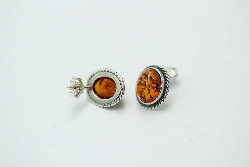 Edle braune Bernstein Ohrstecker 925 Silber Ohrschmuck Bernstein Letland