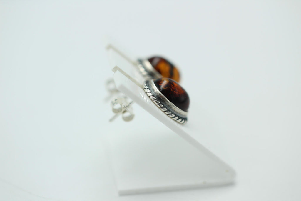 Edle braune Bernstein Ohrstecker 925 Silber Ohrschmuck Bernstein Letland