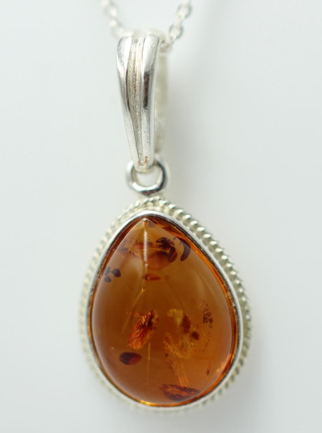 Bernsteinanhänger 925 Silber Anhänger brauner Bernstein Collier Kette Schmuck