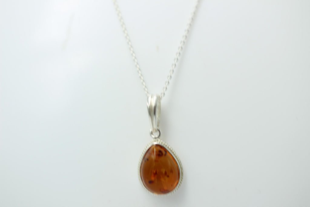 Bernsteinanhänger 925 Silber Anhänger brauner Bernstein Collier Kette Schmuck