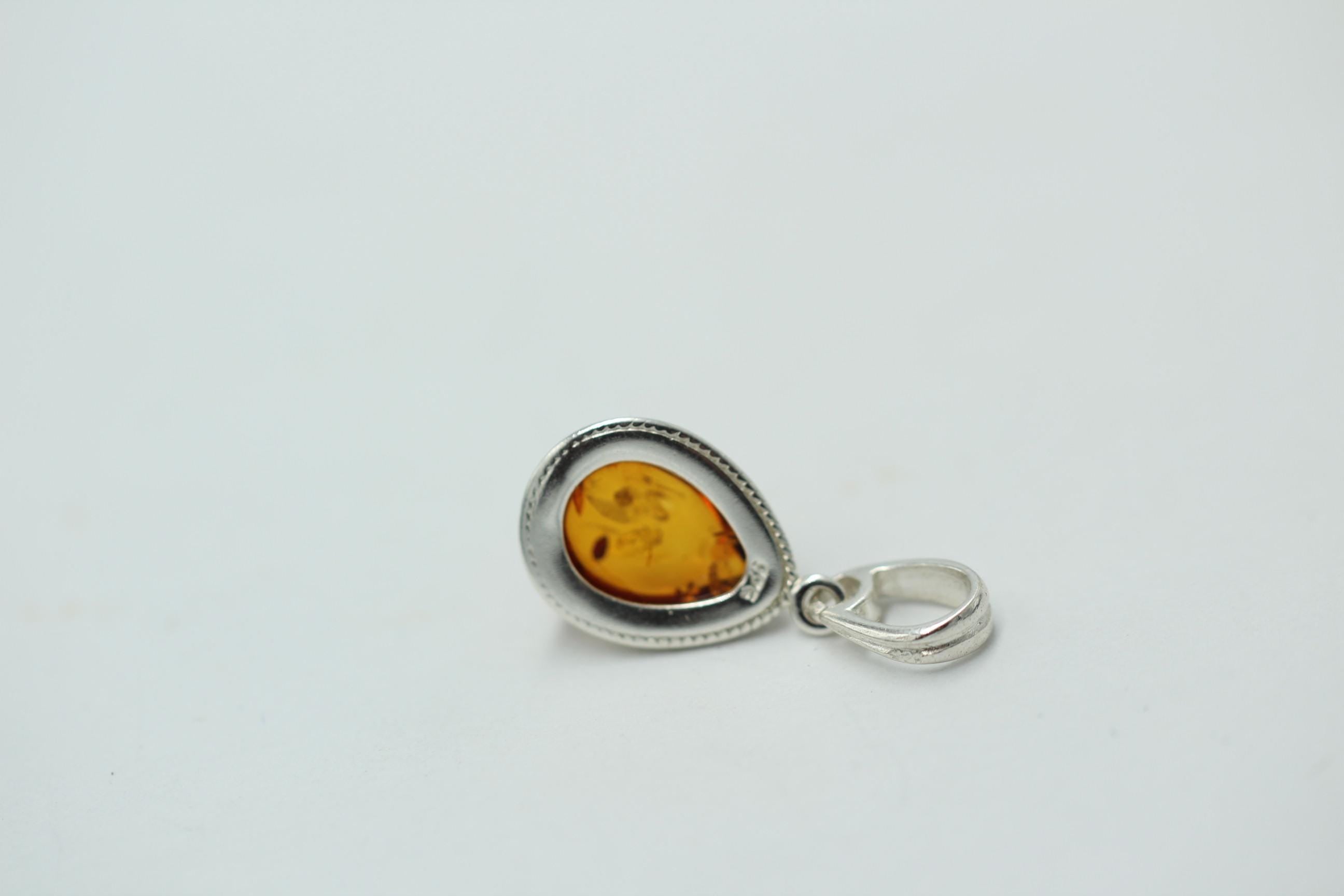 Bernsteinanhänger 925 Silber Anhänger brauner Bernstein Collier Kette Schmuck