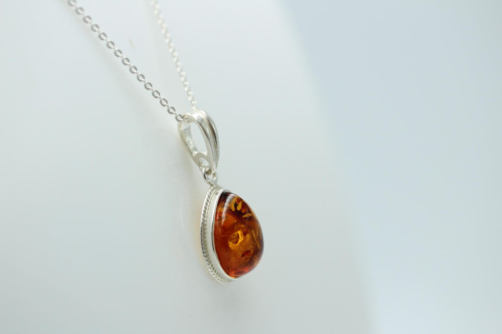 Bernsteinanhänger 925 Silber Anhänger brauner Bernstein Collier Kette Schmuck