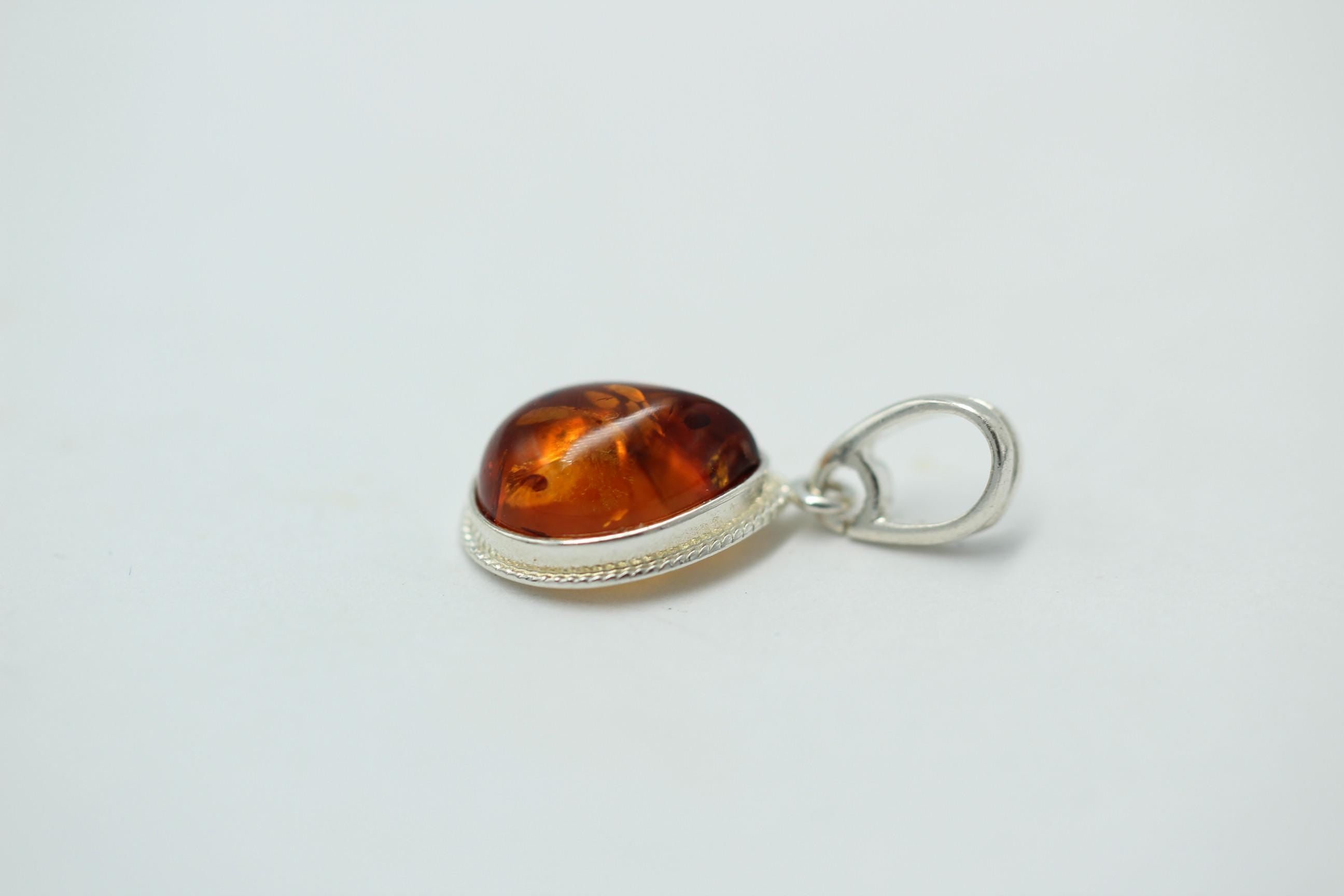 Bernsteinanhänger 925 Silber Anhänger brauner Bernstein Collier Kette Schmuck