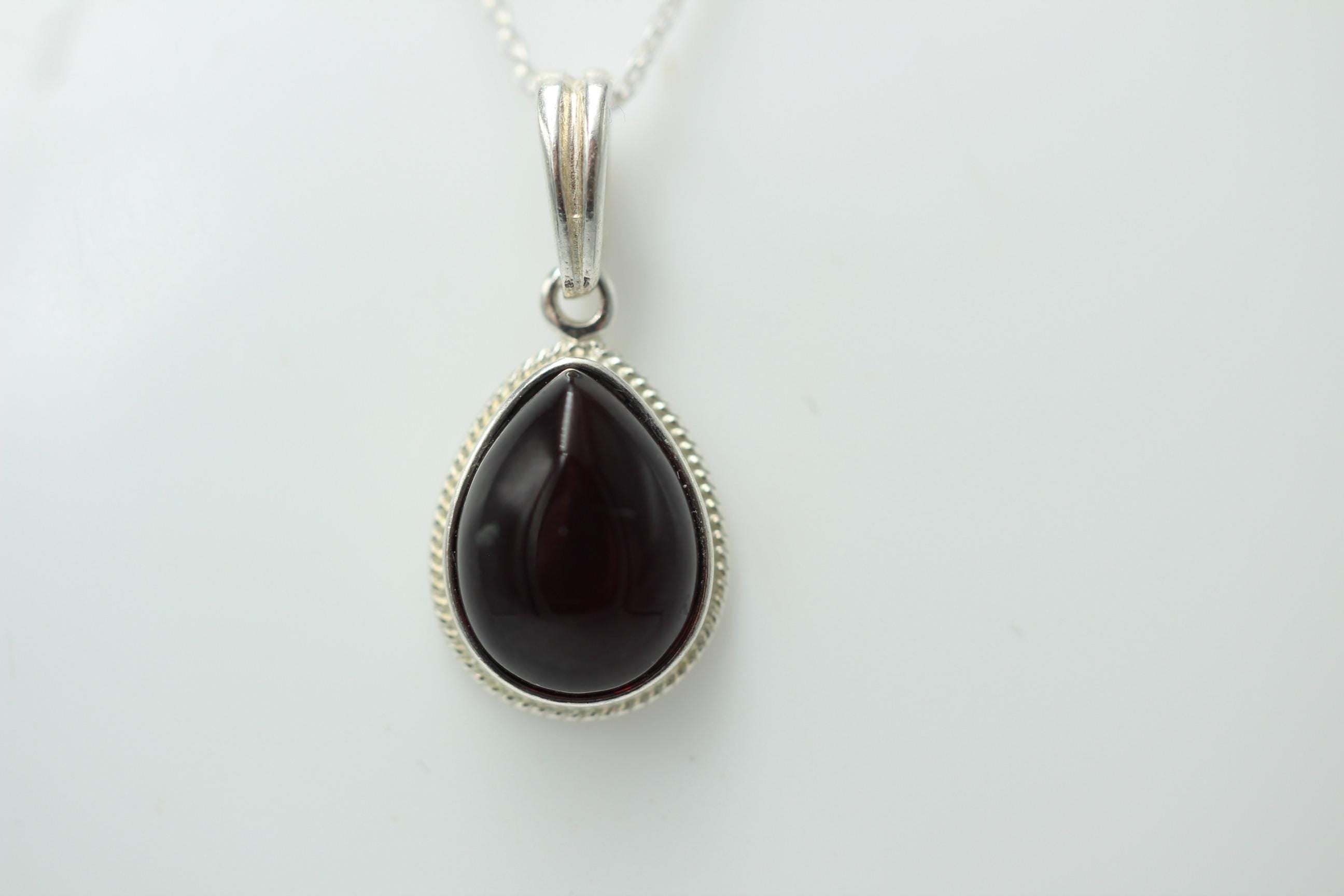 Bernsteinanhänger 925 Silber Anhänger brauner BernsteinSchmuck