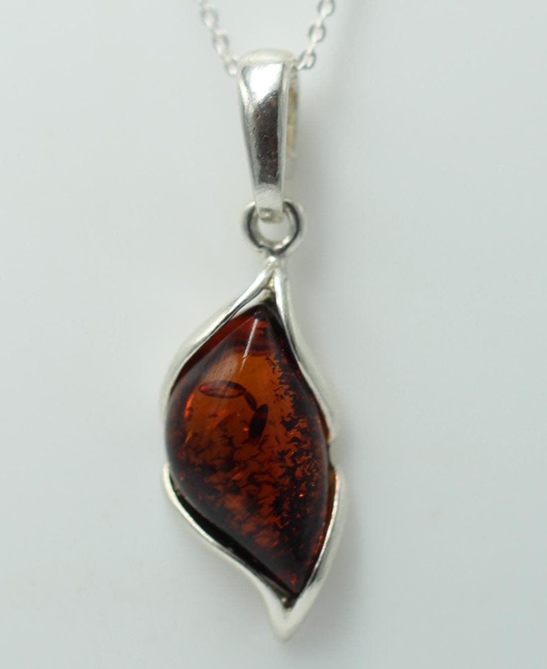 Design Bernstein Anhänger 925 Sterling Silber brauner Bernstein Collier Kette
