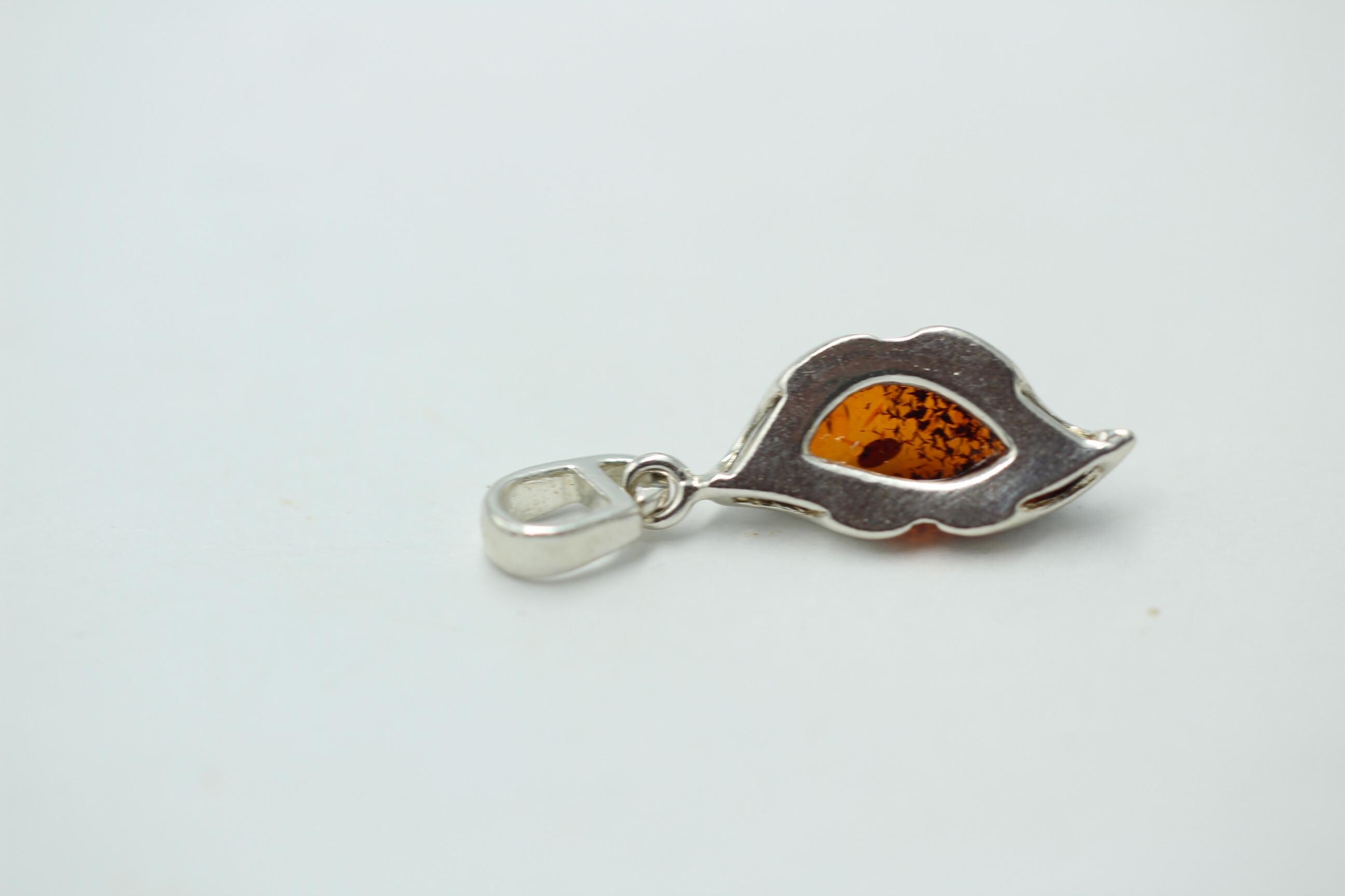Design Bernstein Anhänger 925 Sterling Silber brauner Bernstein Collier Kette