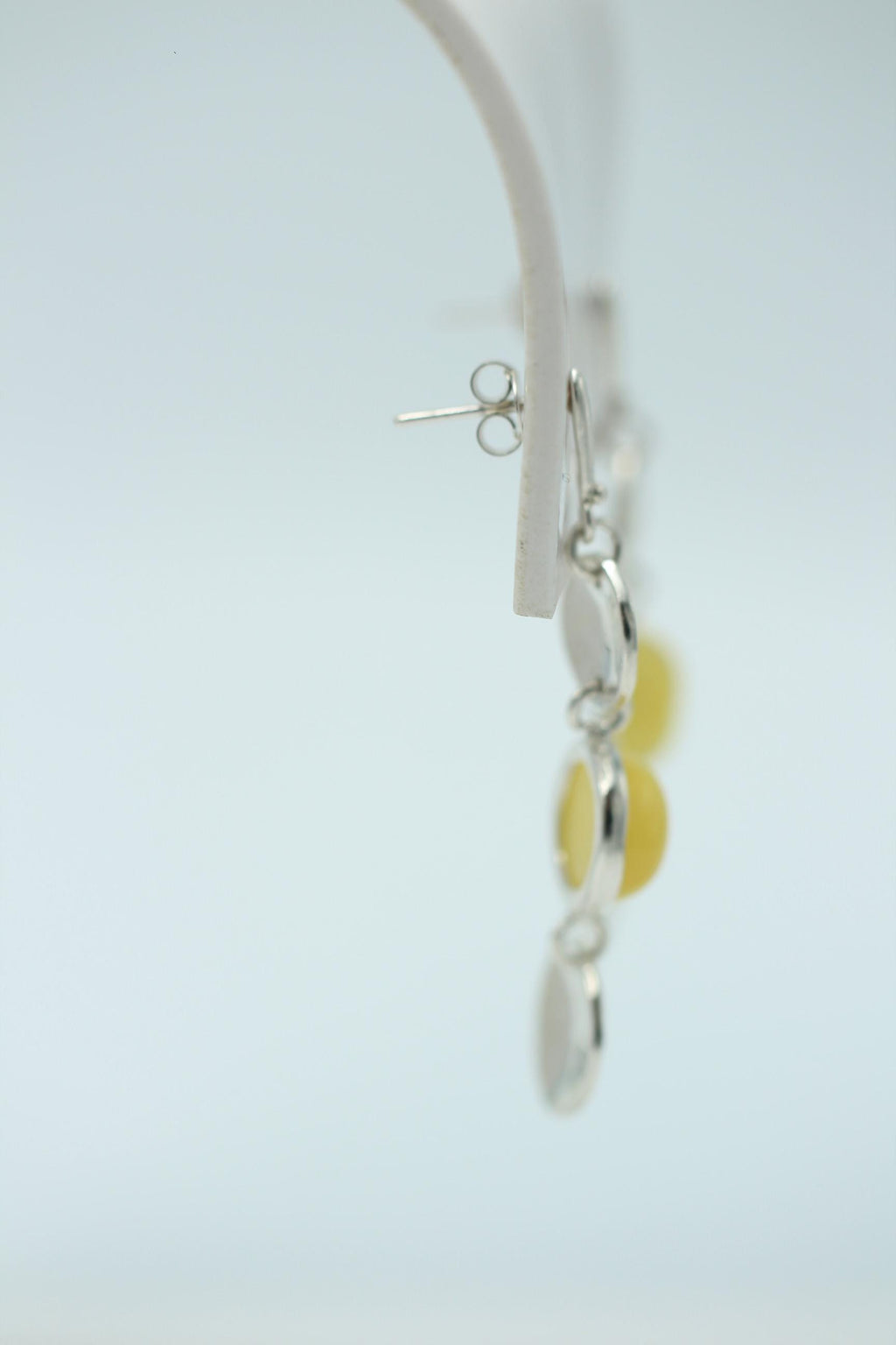 Design Bernstein honigfarbener Bernstein Ohrstecker 925 Sterling Silber
