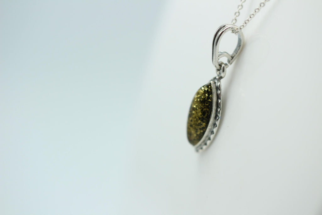 grüner Bernstein Anhänger 925 Sterlingsilber  Bernsteinschmuck