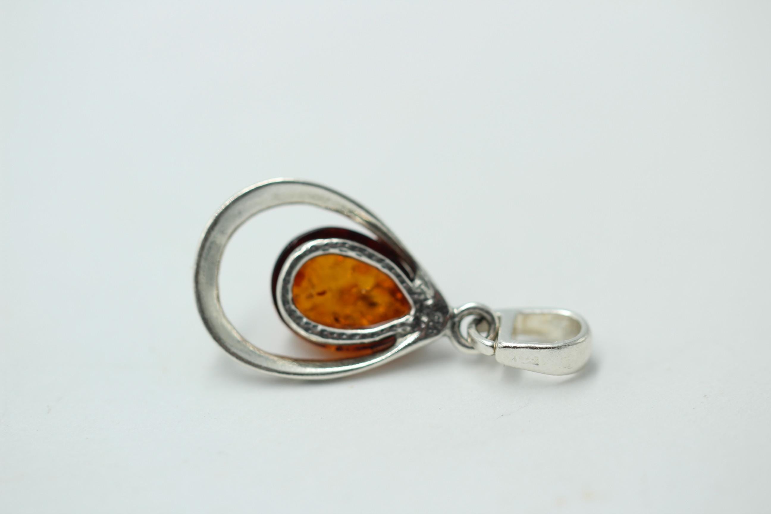 Edler Bernstein Anhänger 925 Sterling Silber Bernsteinanhänger  Top
