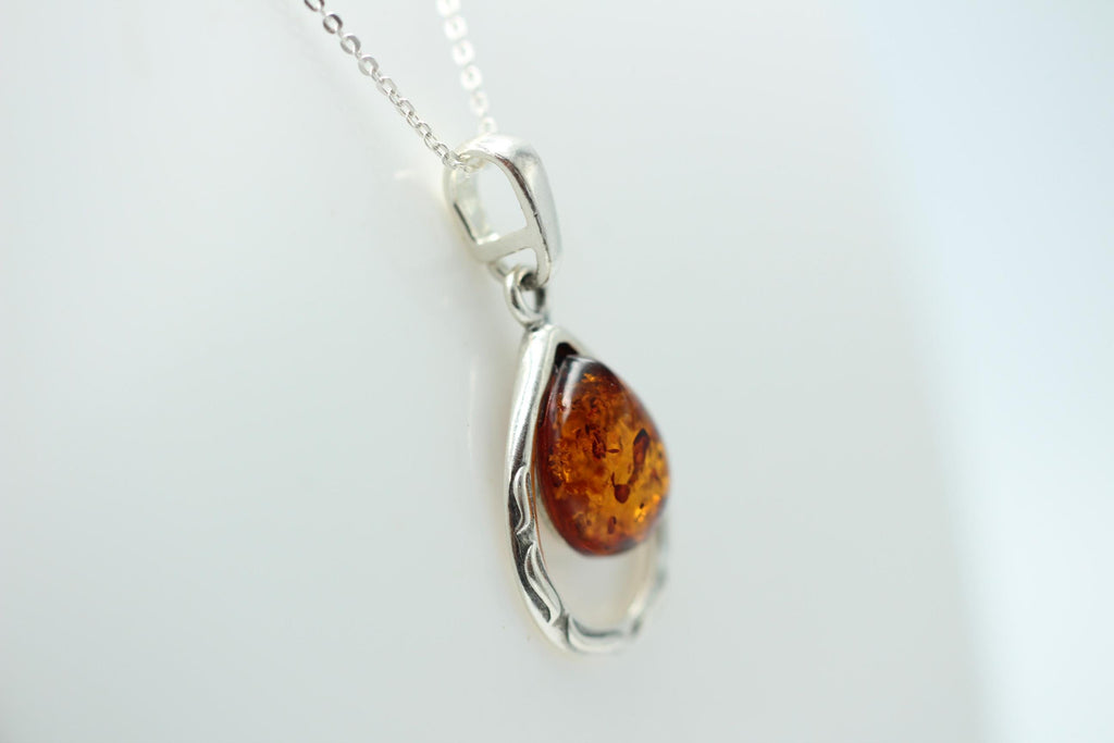 Edler Bernstein Anhänger 925 Sterling Silber Bernsteinanhänger  Top