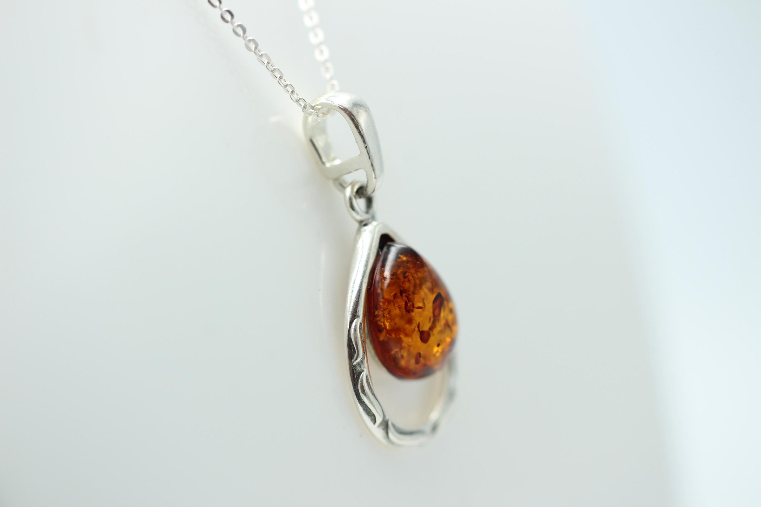 Edler Bernstein Anhänger 925 Sterling Silber Bernsteinanhänger  Top