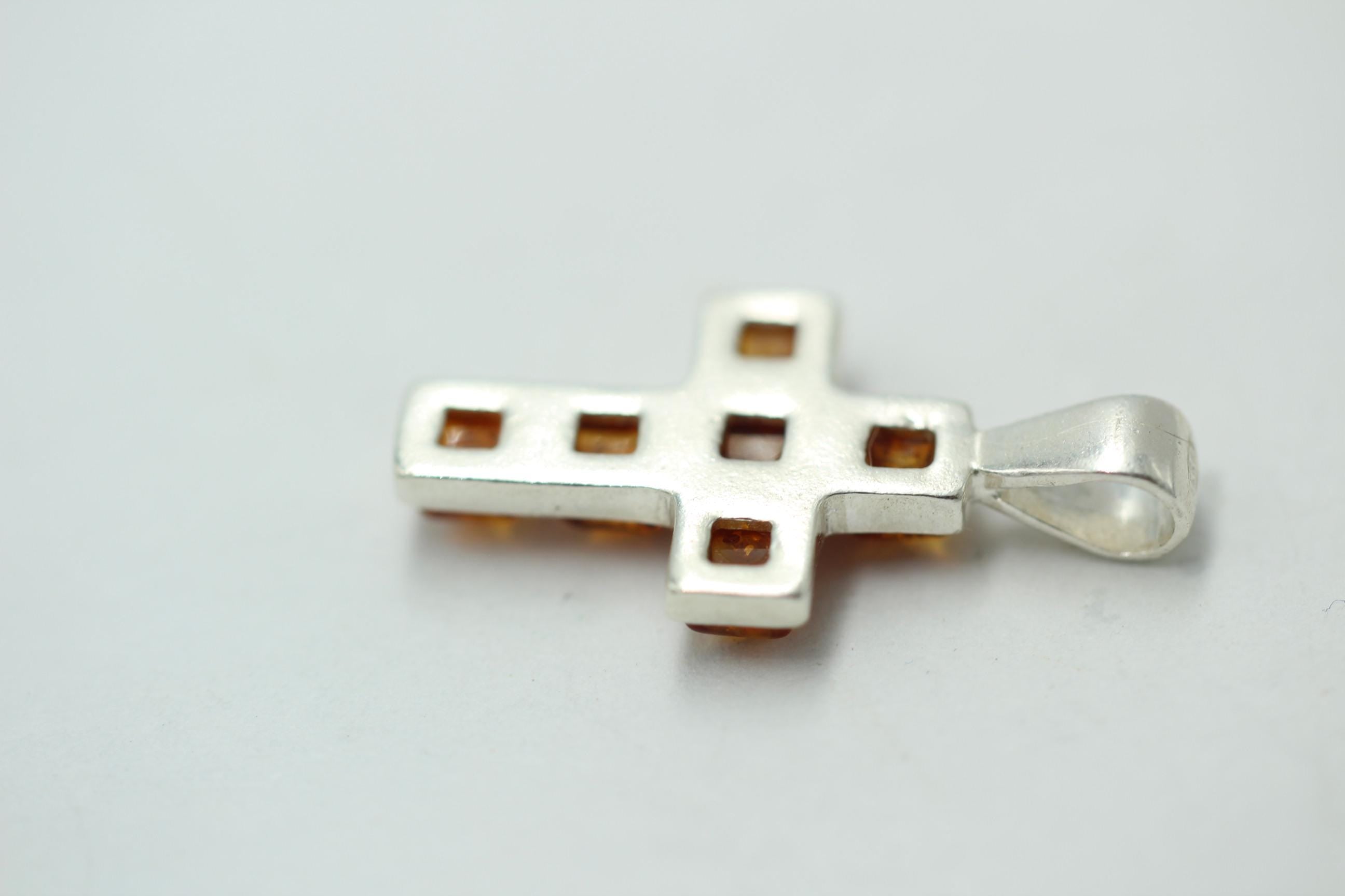Bernstein Kreuz 925 Sterling Silber Bernsteinkreuz Collier Kette Top Edel
