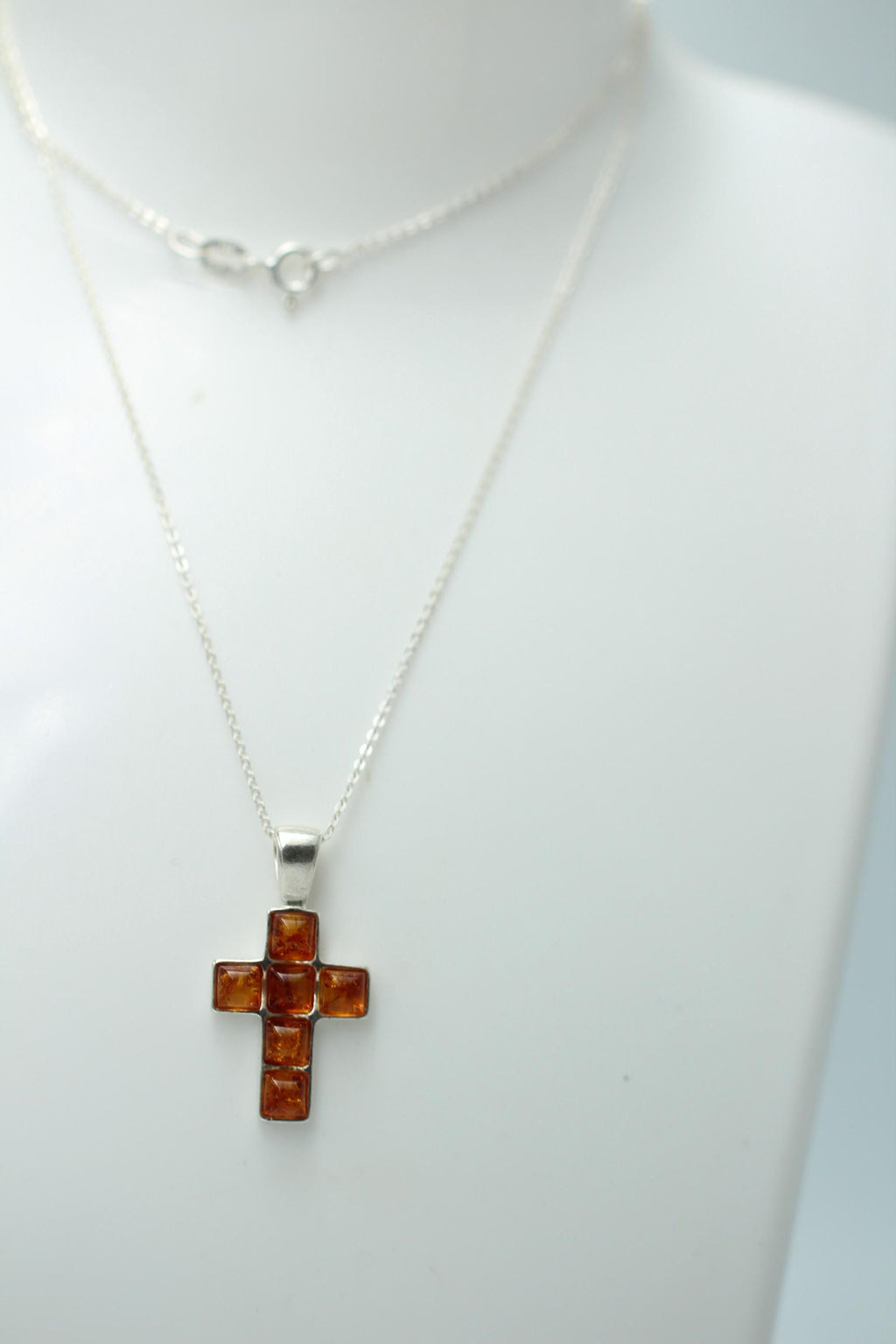 Bernstein Kreuz 925 Sterling Silber Bernsteinkreuz Collier Kette Top Edel