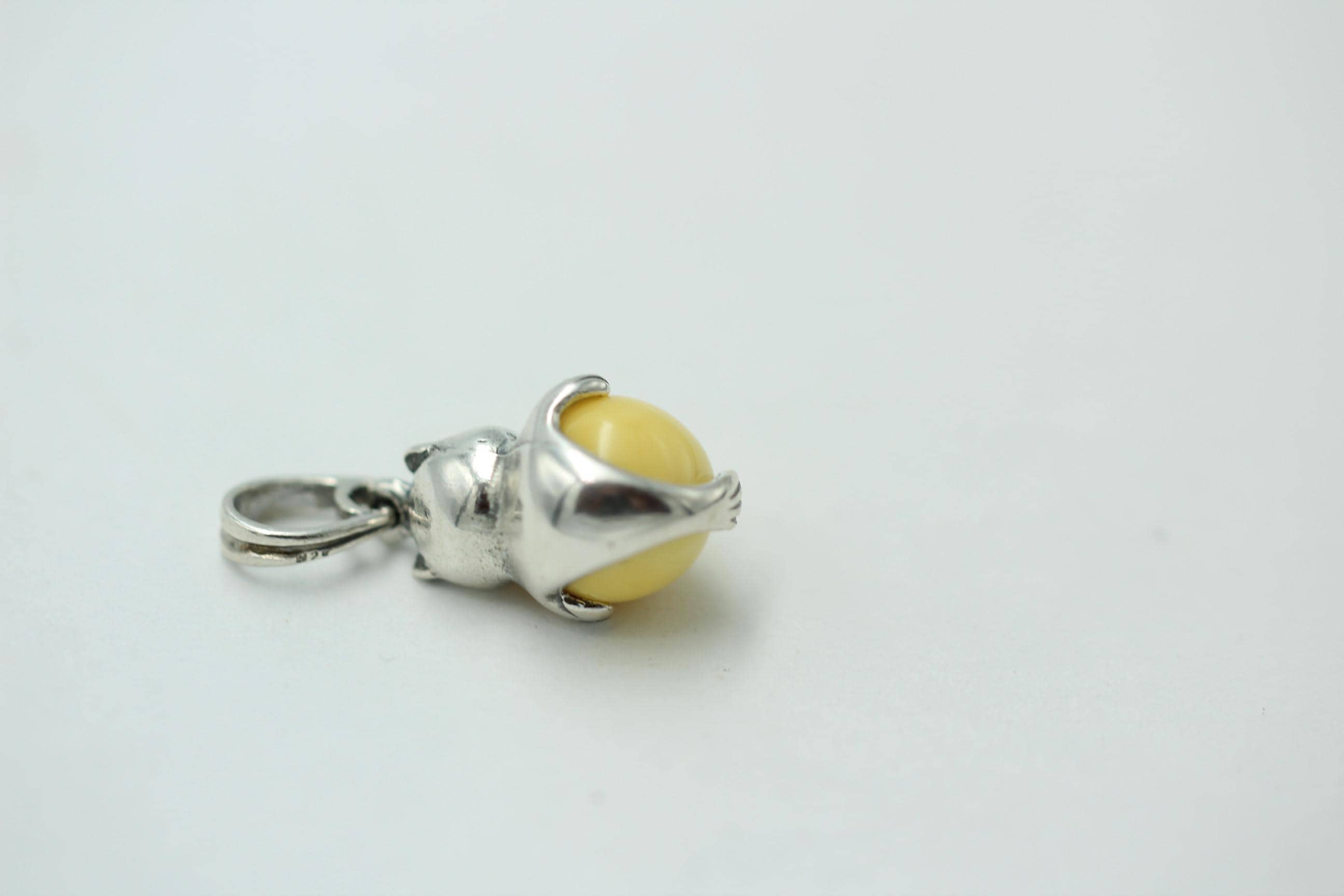Eulen Anhänger Bernstein in 925 Sterlingsilber Eulenanhänger Top