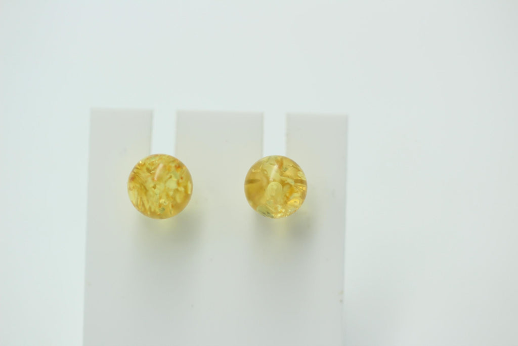 Bernstein golden Ohrstecker 925 Silber Kugelohrstecker Unisex Bernsteinkugel