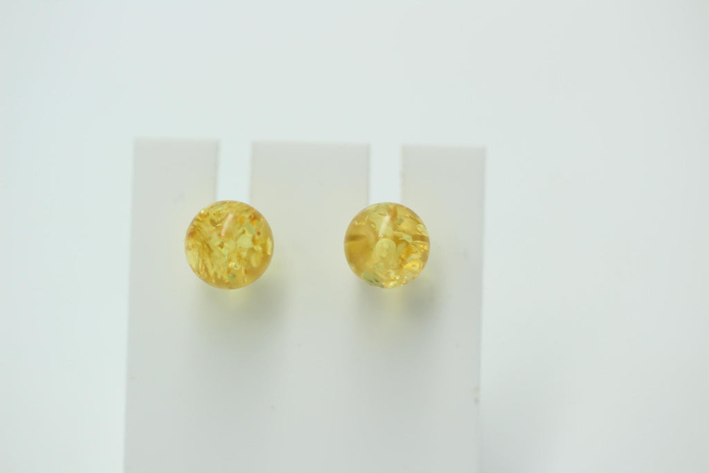 Bernstein golden Ohrstecker 925 Silber Kugelohrstecker Unisex Bernsteinkugel
