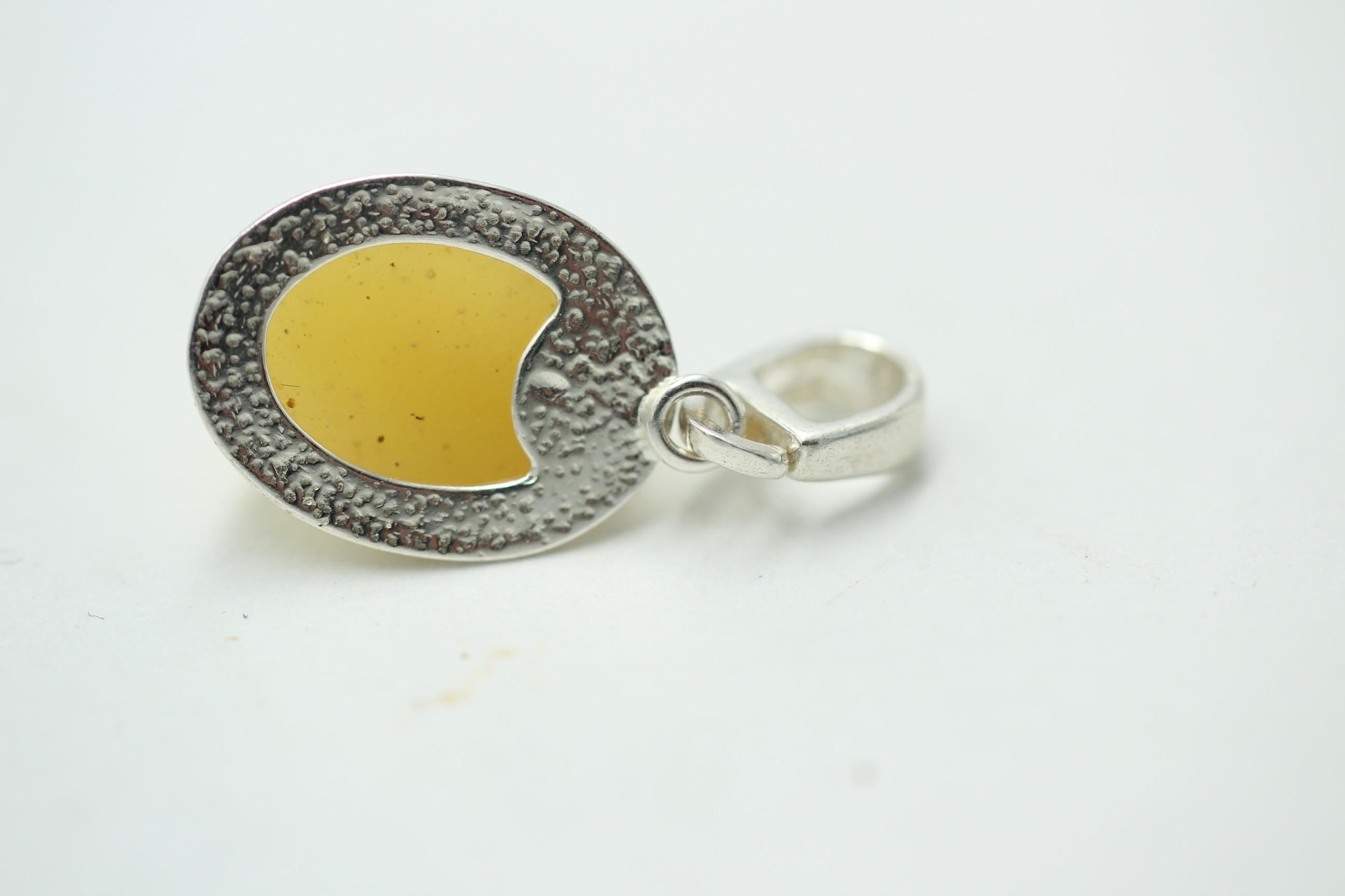 Bernstein Design Anhänger 925 Silber Collier Kette Bernsteinanhänger Top