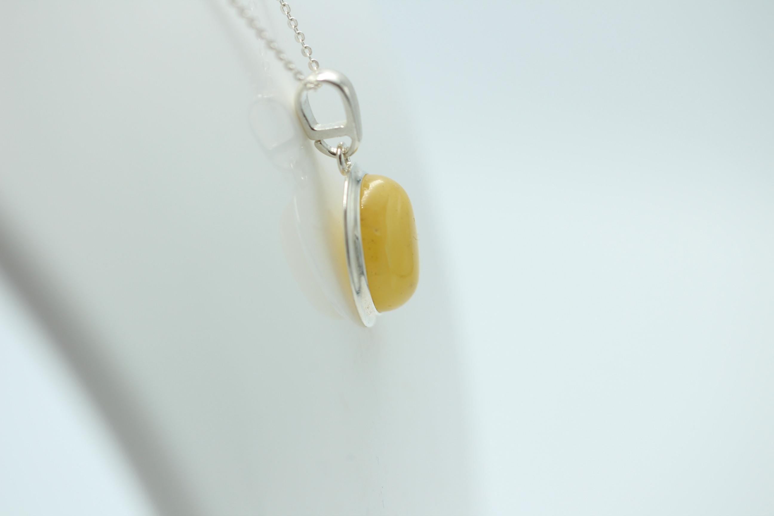 Bernstein Design Anhänger 925 Silber Collier Kette Bernsteinanhänger Top