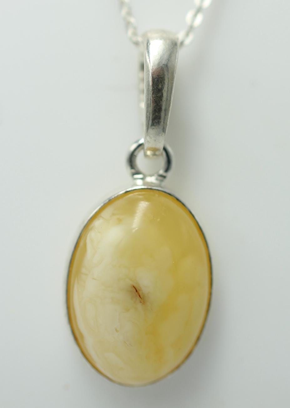 Bernstein Design Anhänger 925 Silber Collier Kette Bernsteinanhänger Top