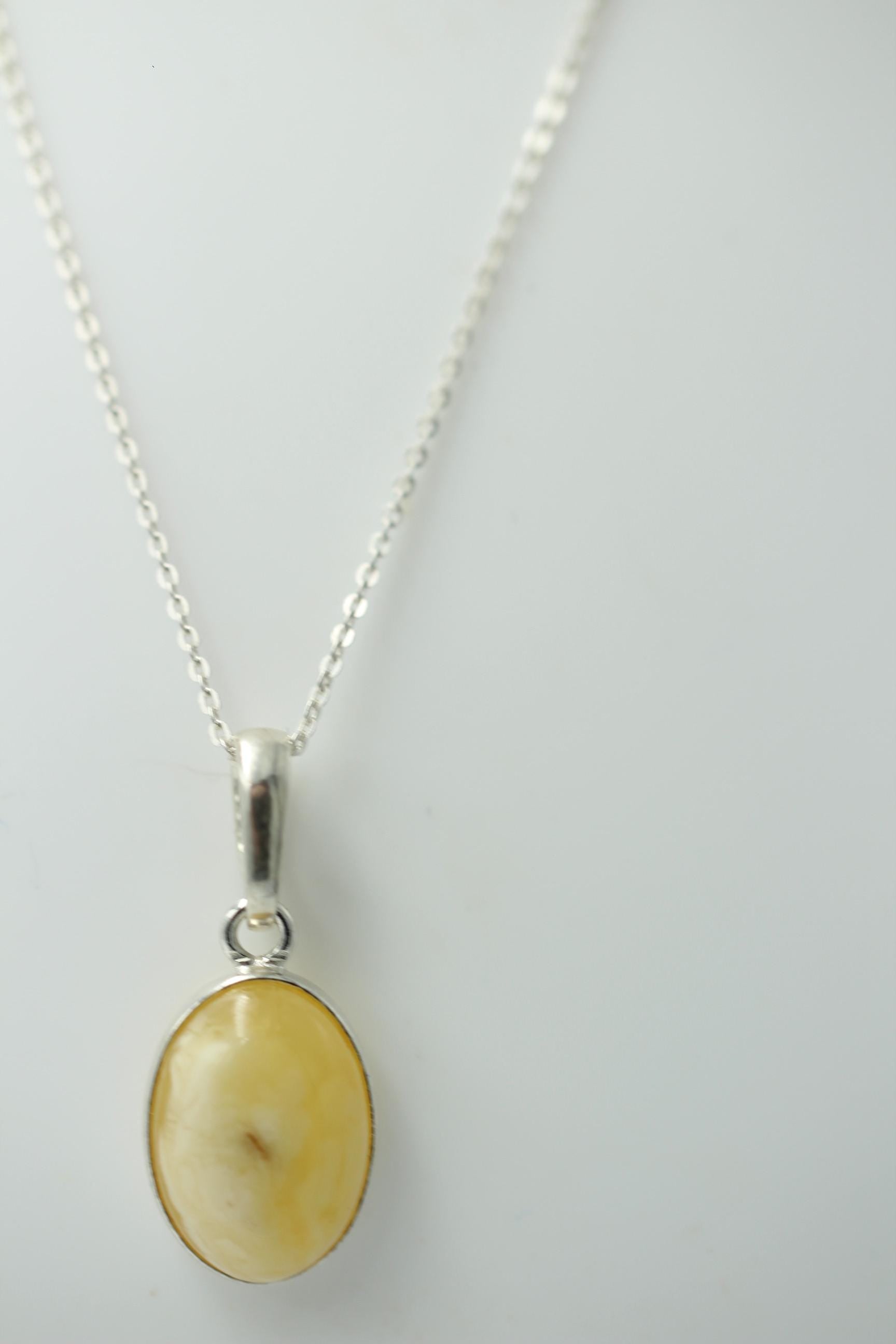 Bernstein Design Anhänger 925 Silber Collier Kette Bernsteinanhänger Top