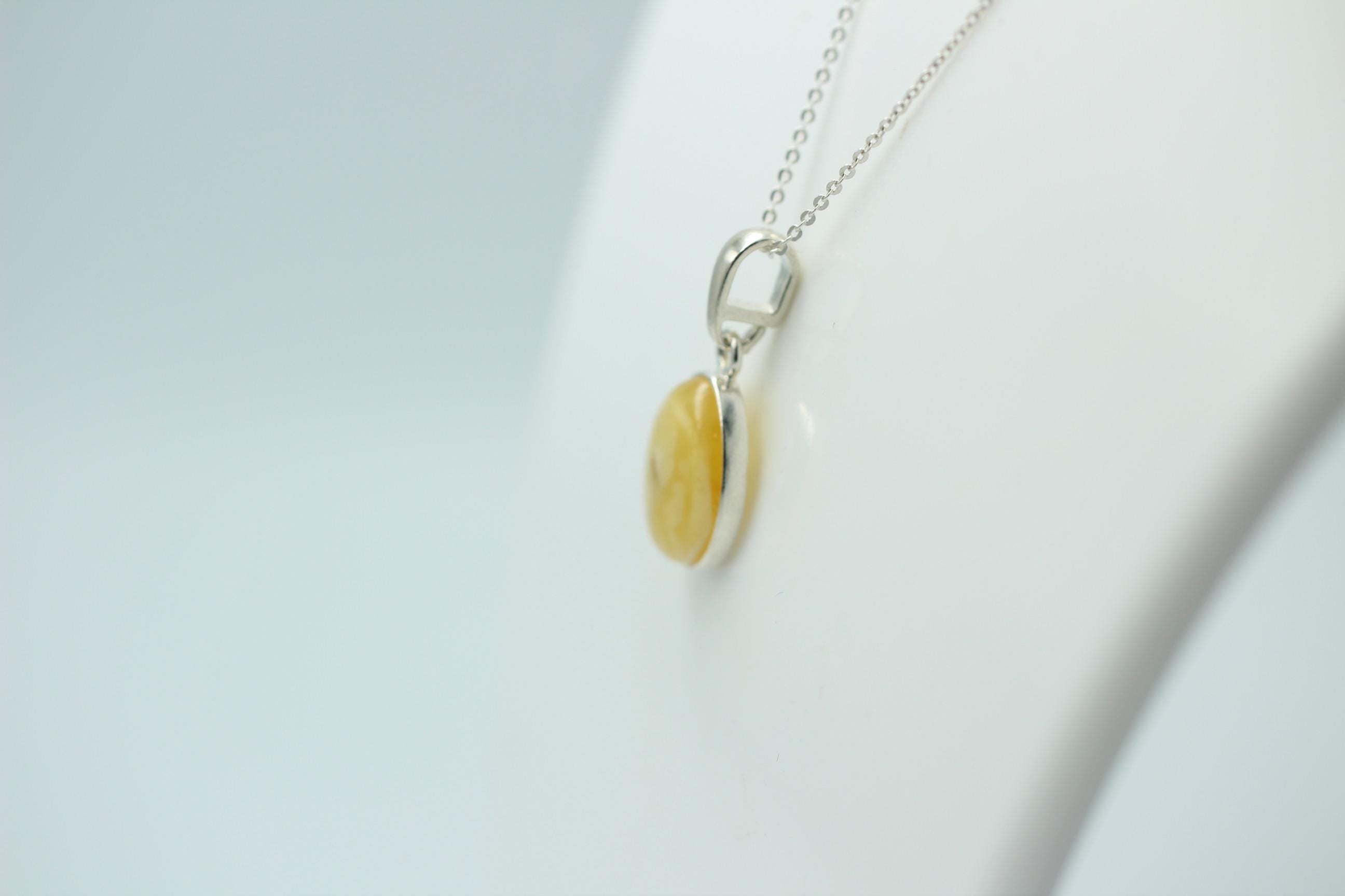 Bernstein Design Anhänger 925 Silber Collier Kette Bernsteinanhänger Top