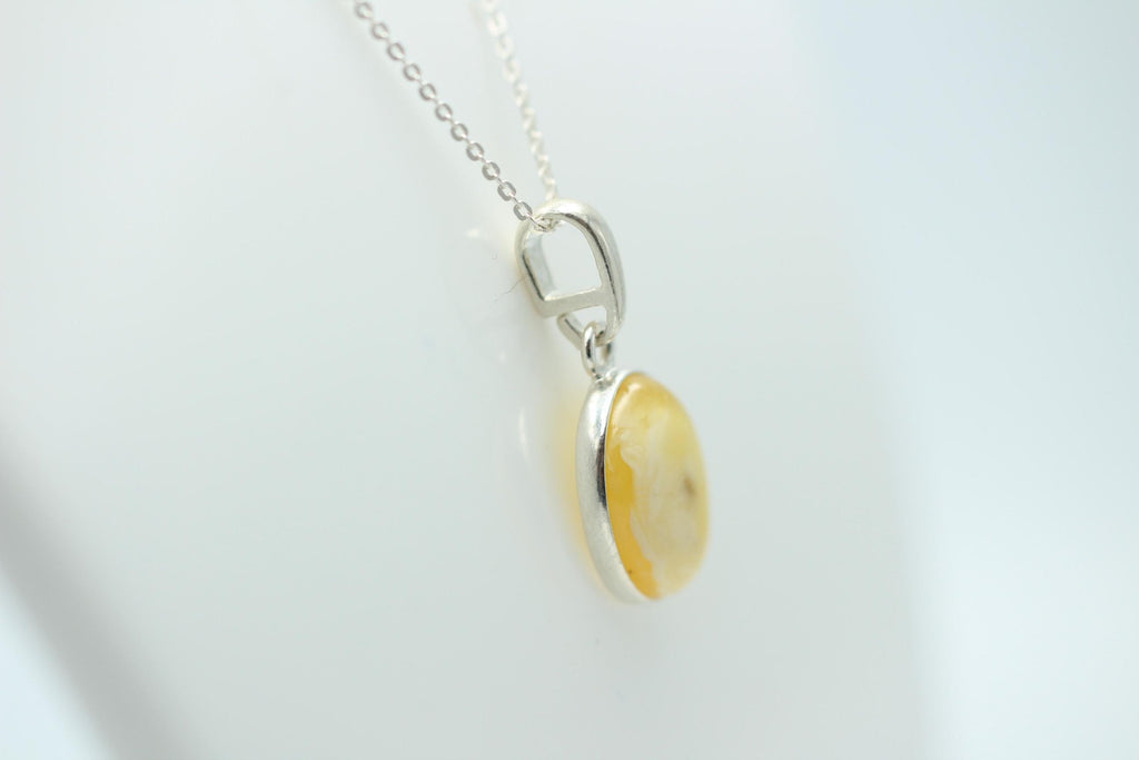 Bernstein Design Anhänger 925 Silber Collier Kette Bernsteinanhänger Top