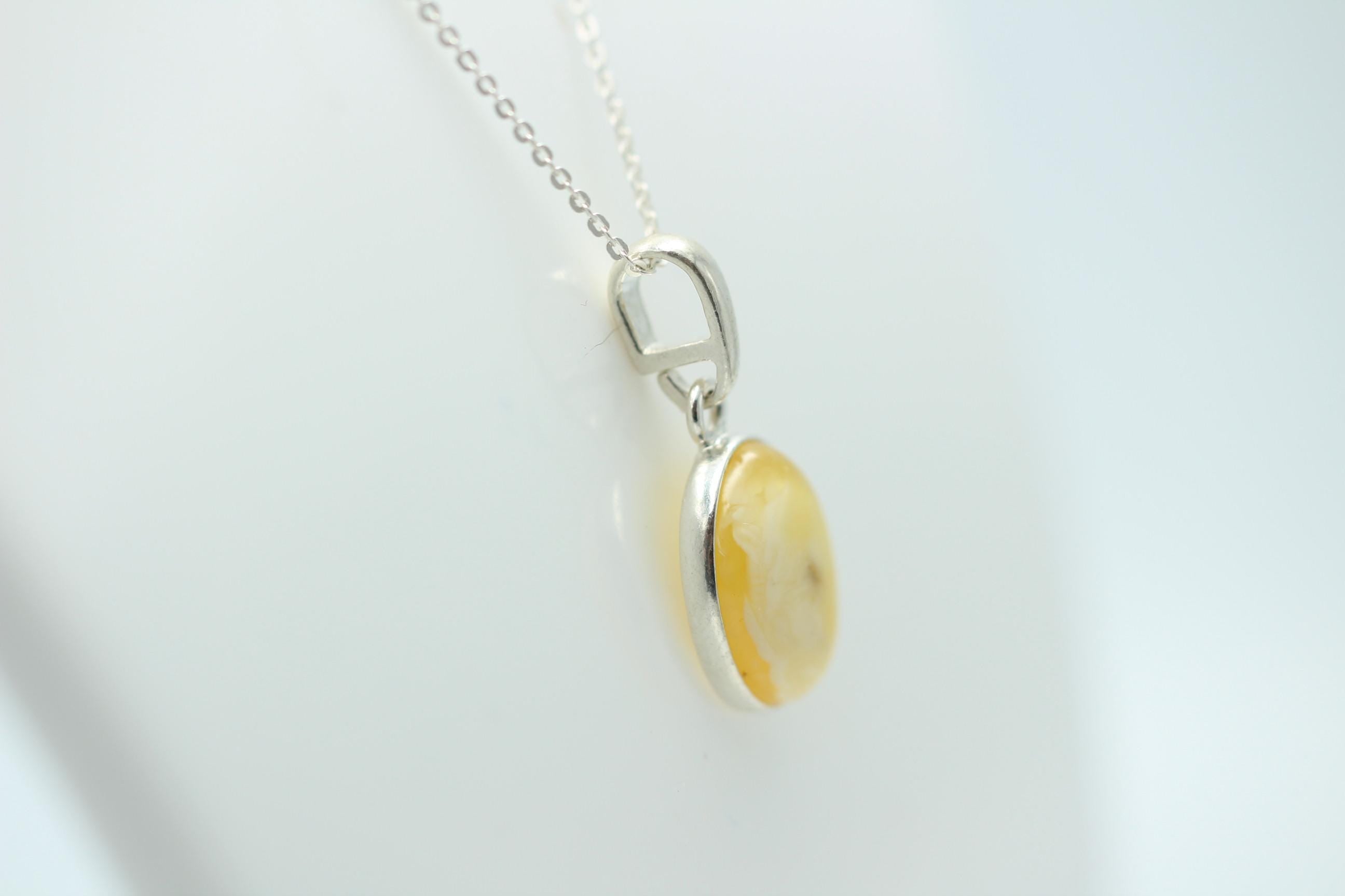 Bernstein Design Anhänger 925 Silber Collier Kette Bernsteinanhänger Top