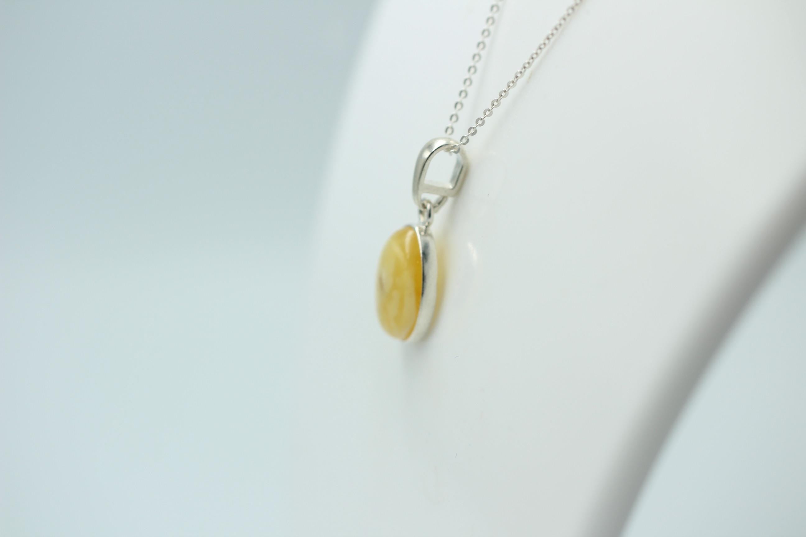 Bernstein Design Anhänger 925 Silber Collier Kette Bernsteinanhänger Top