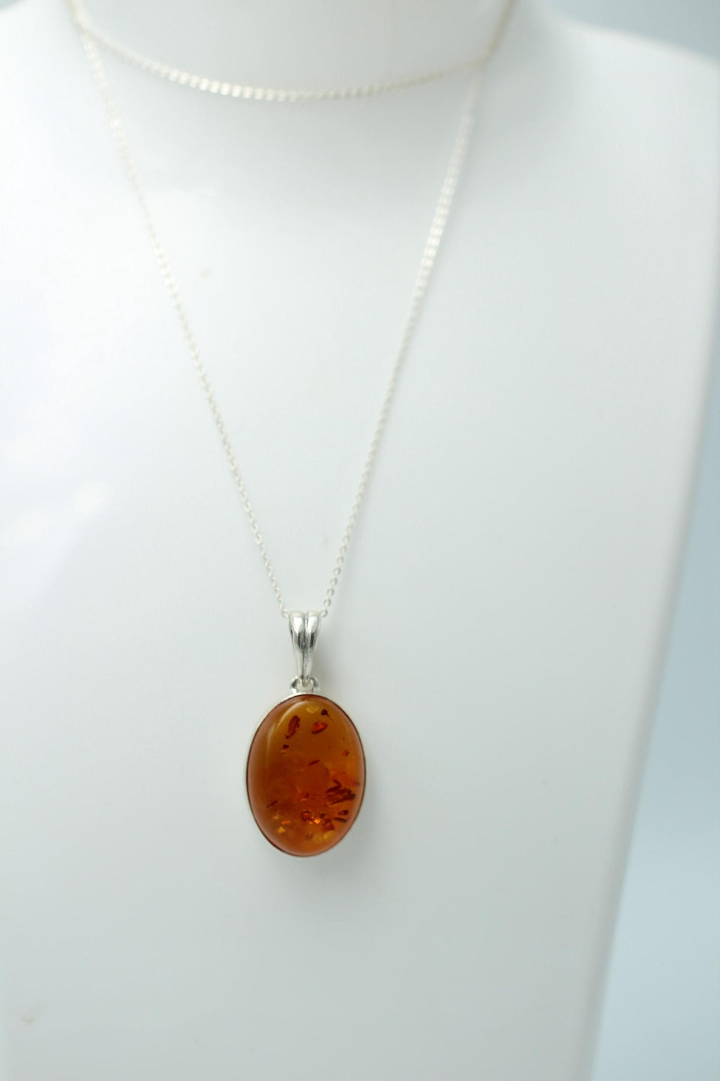 großer Bernstein Design Anhänger 925 Silber Collier Kette Bernsteinanhänger Top