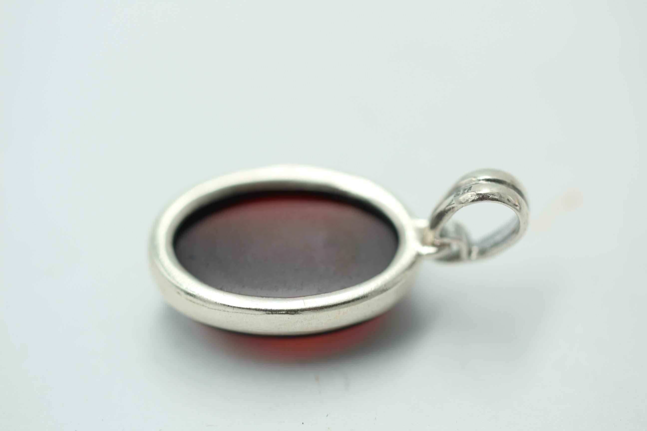 großer Bernstein Design Anhänger 925 Silber Collier Kette Bernsteinanhänger Top