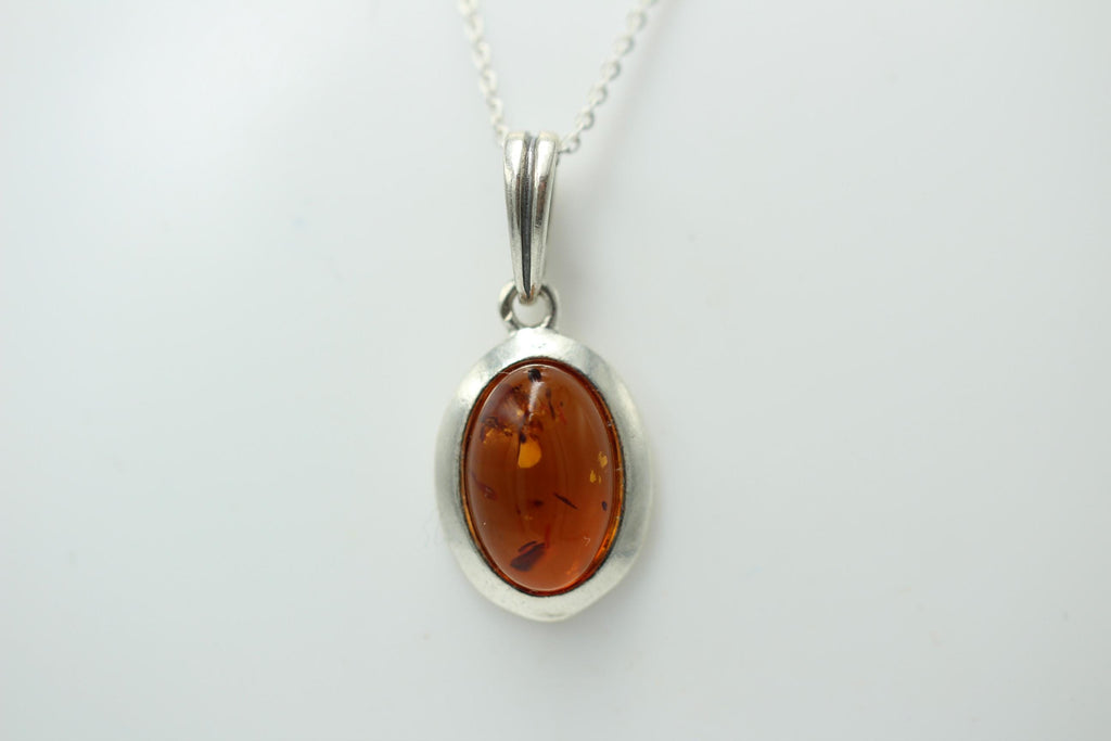 Bernstein Design Anhänger 925 Silber Collier Kette Bernsteinanhänger Top