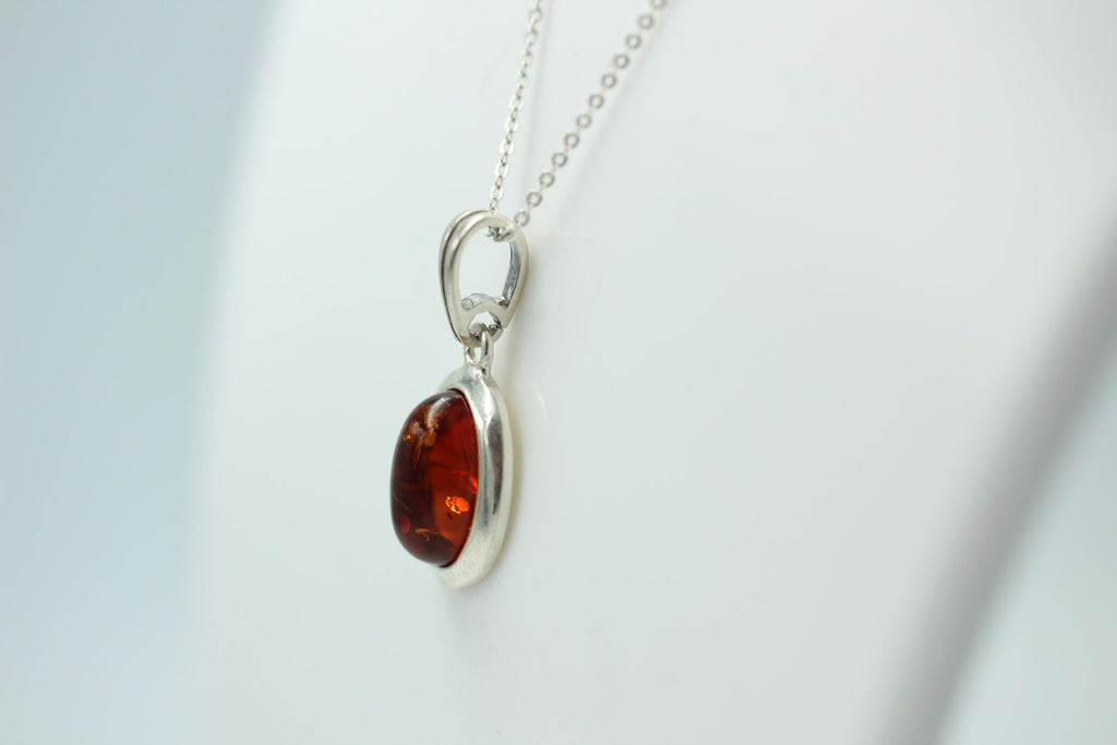 Bernstein Design Anhänger 925 Silber Collier Kette Bernsteinanhänger Top