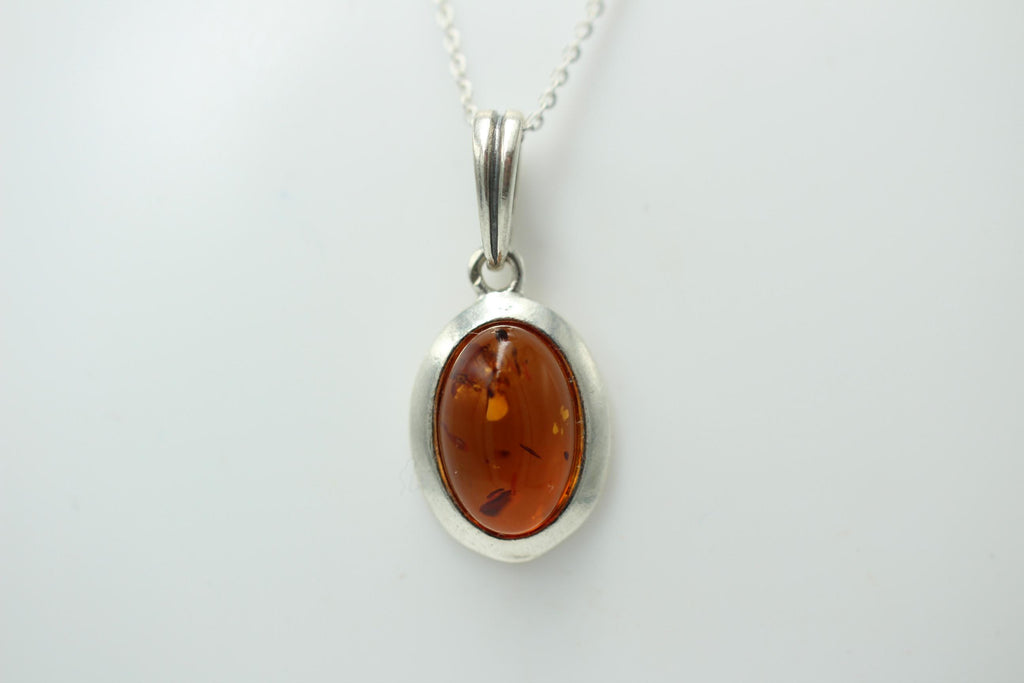 Bernstein Design Anhänger 925 Silber Collier Kette Bernsteinanhänger Top