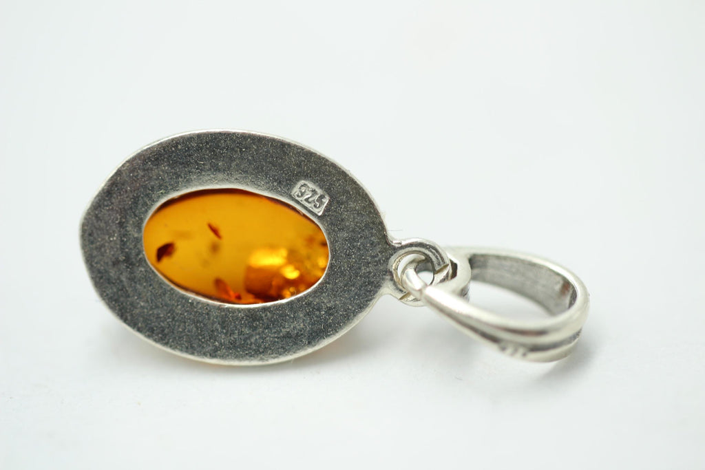 Bernstein Design Anhänger 925 Silber Collier Kette Bernsteinanhänger Top